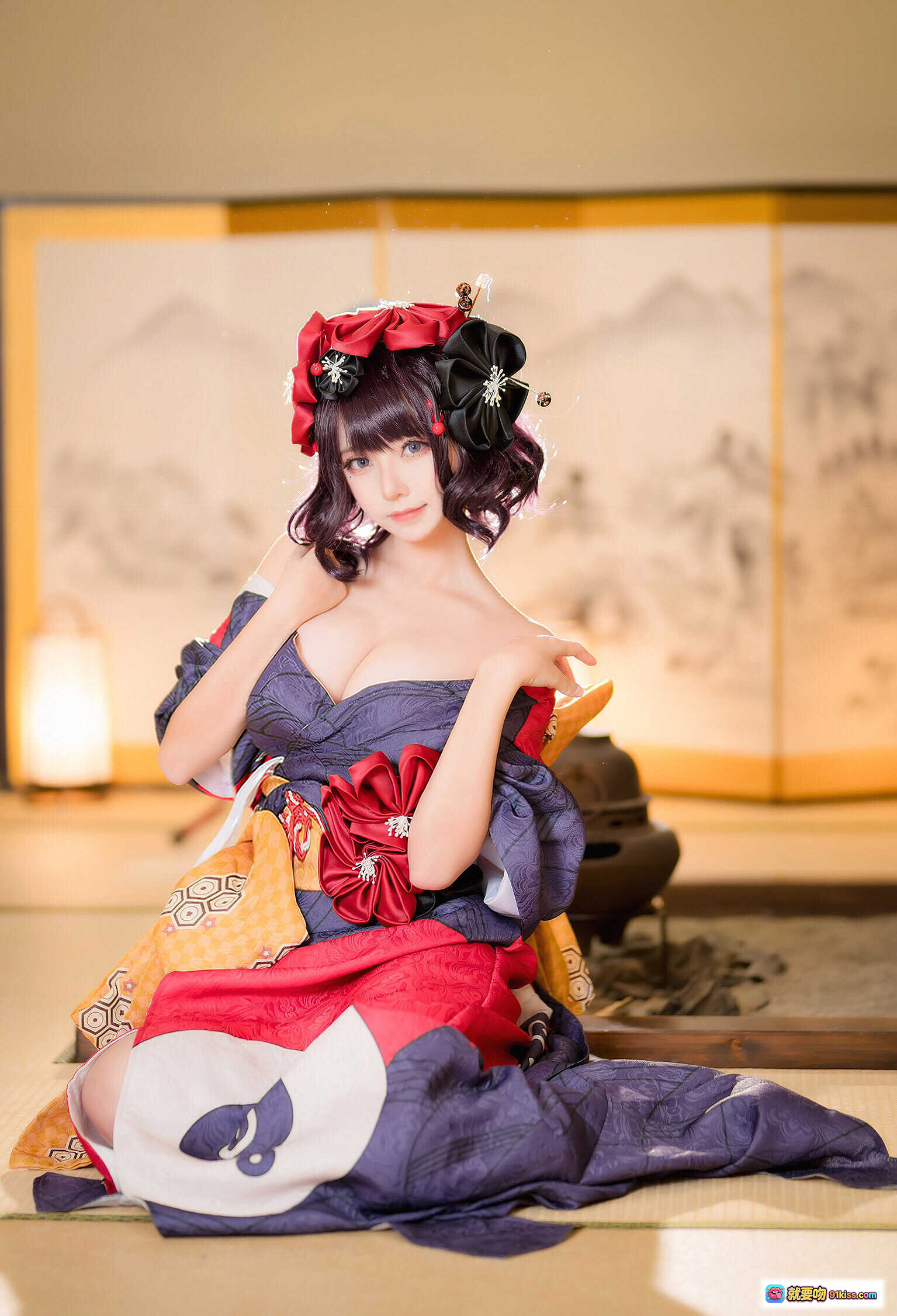 图片[4] - 葛飾北斎Cosplay写真｜和风美人·日式浴衣·精致发饰·传统妆容·坐姿优雅·高清18P图集 - 就要吻