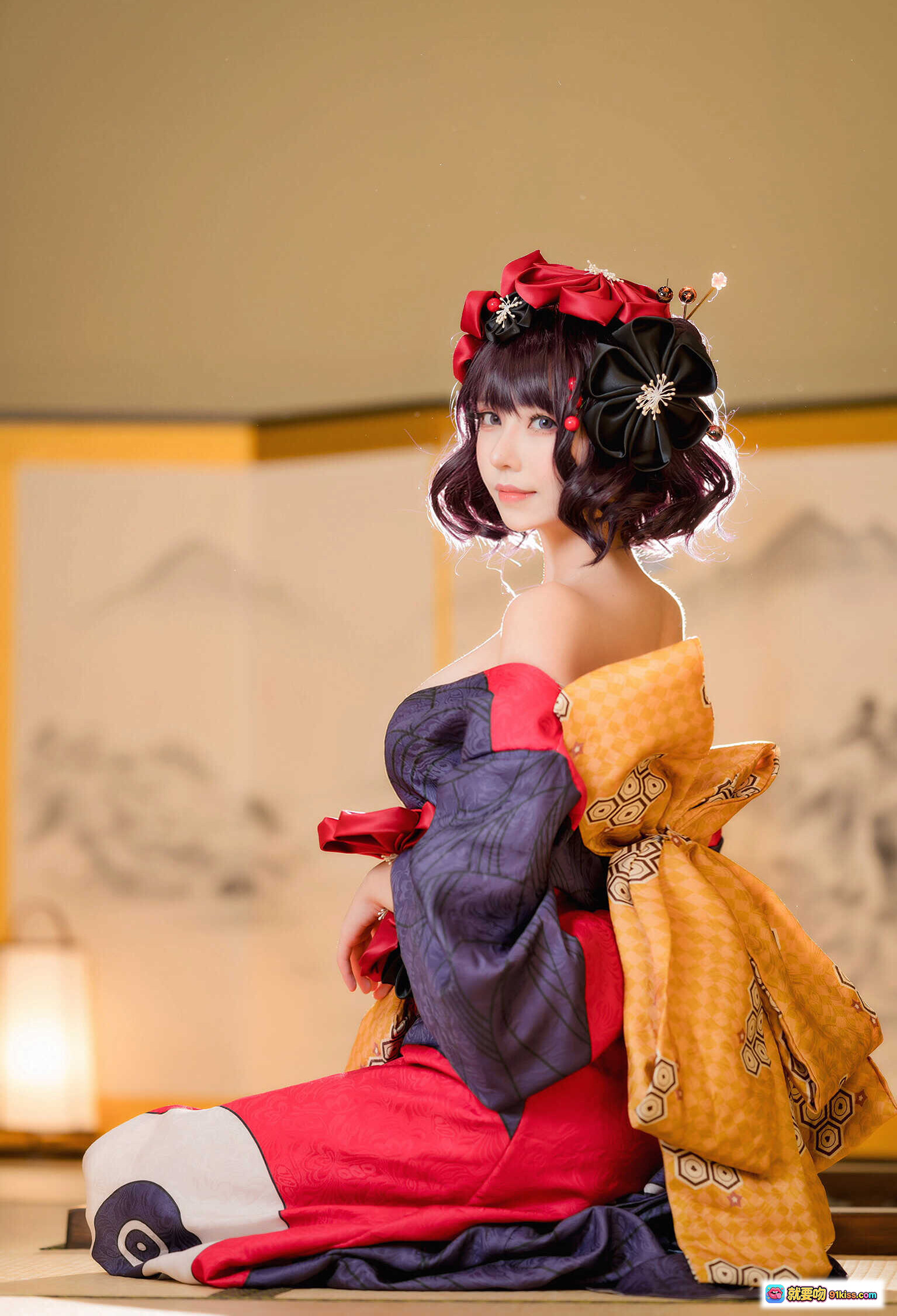 图片[7] - 葛飾北斎Cosplay写真｜和风美人·日式浴衣·精致发饰·传统妆容·坐姿优雅·高清18P图集 - 就要吻