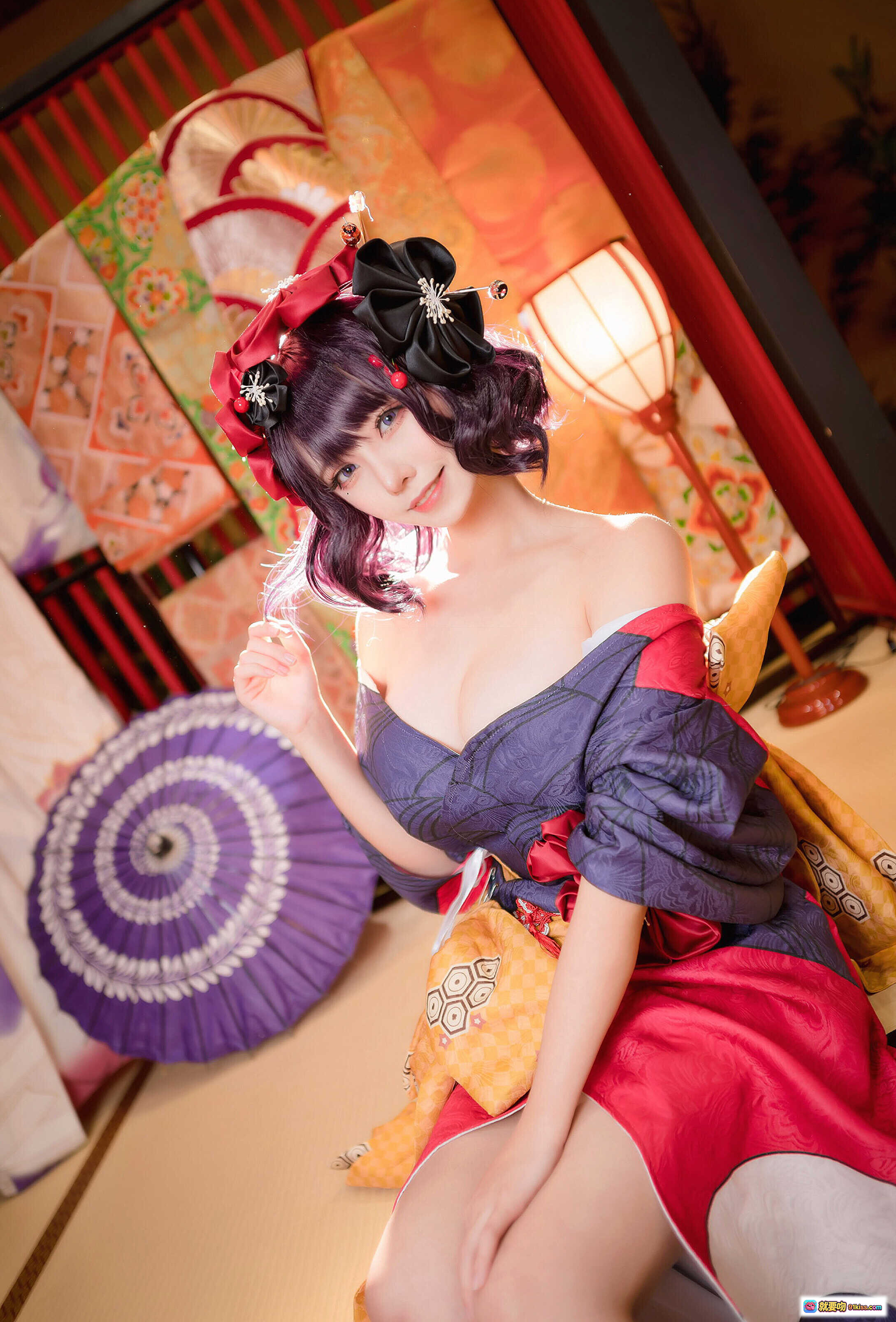 图片[2] - 葛飾北斎Cosplay写真｜和风美人·日式浴衣·精致发饰·传统妆容·坐姿优雅·高清18P图集 - 就要吻