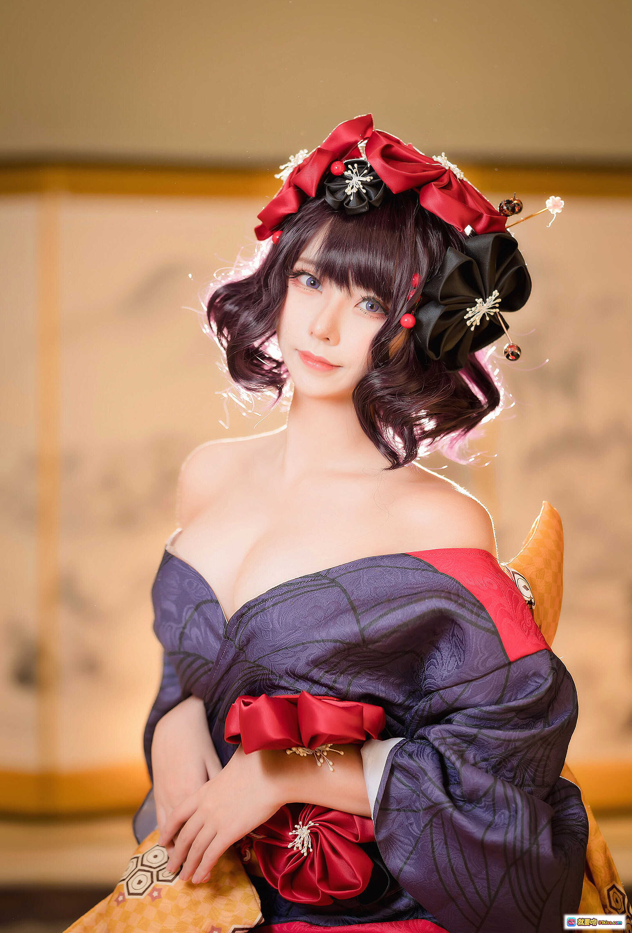 图片[6] - 葛飾北斎Cosplay写真｜和风美人·日式浴衣·精致发饰·传统妆容·坐姿优雅·高清18P图集 - 就要吻