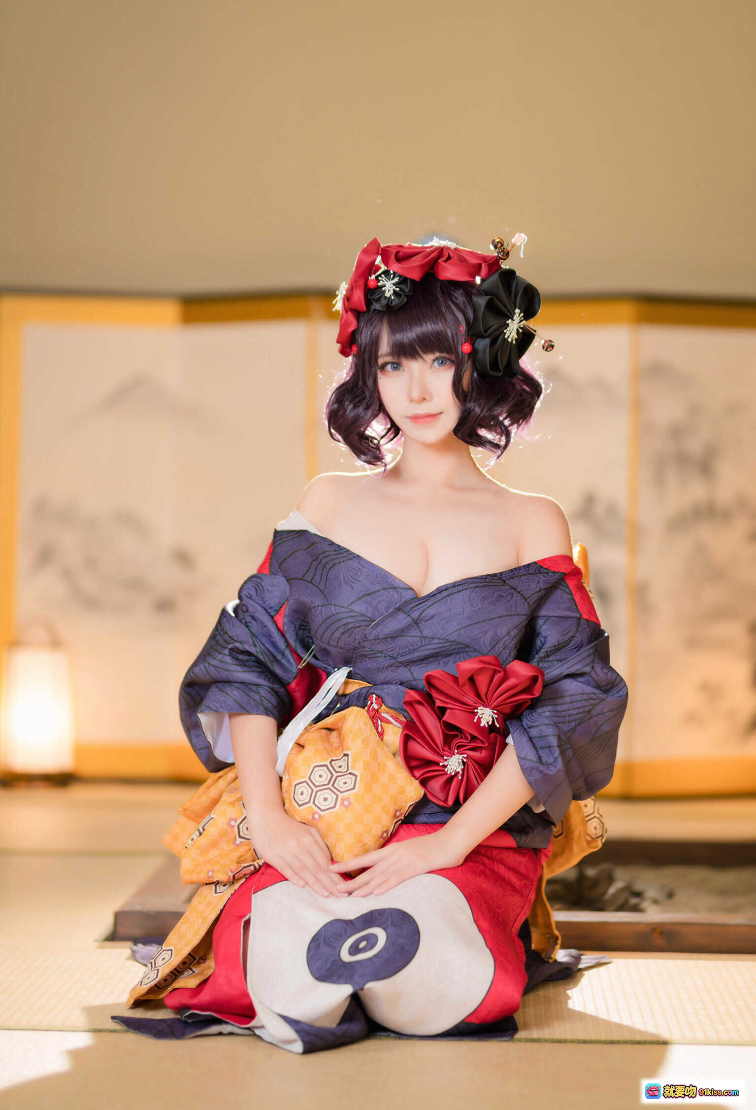 图片[8] - 葛飾北斎Cosplay写真｜和风美人·日式浴衣·精致发饰·传统妆容·坐姿优雅·高清18P图集 - 就要吻