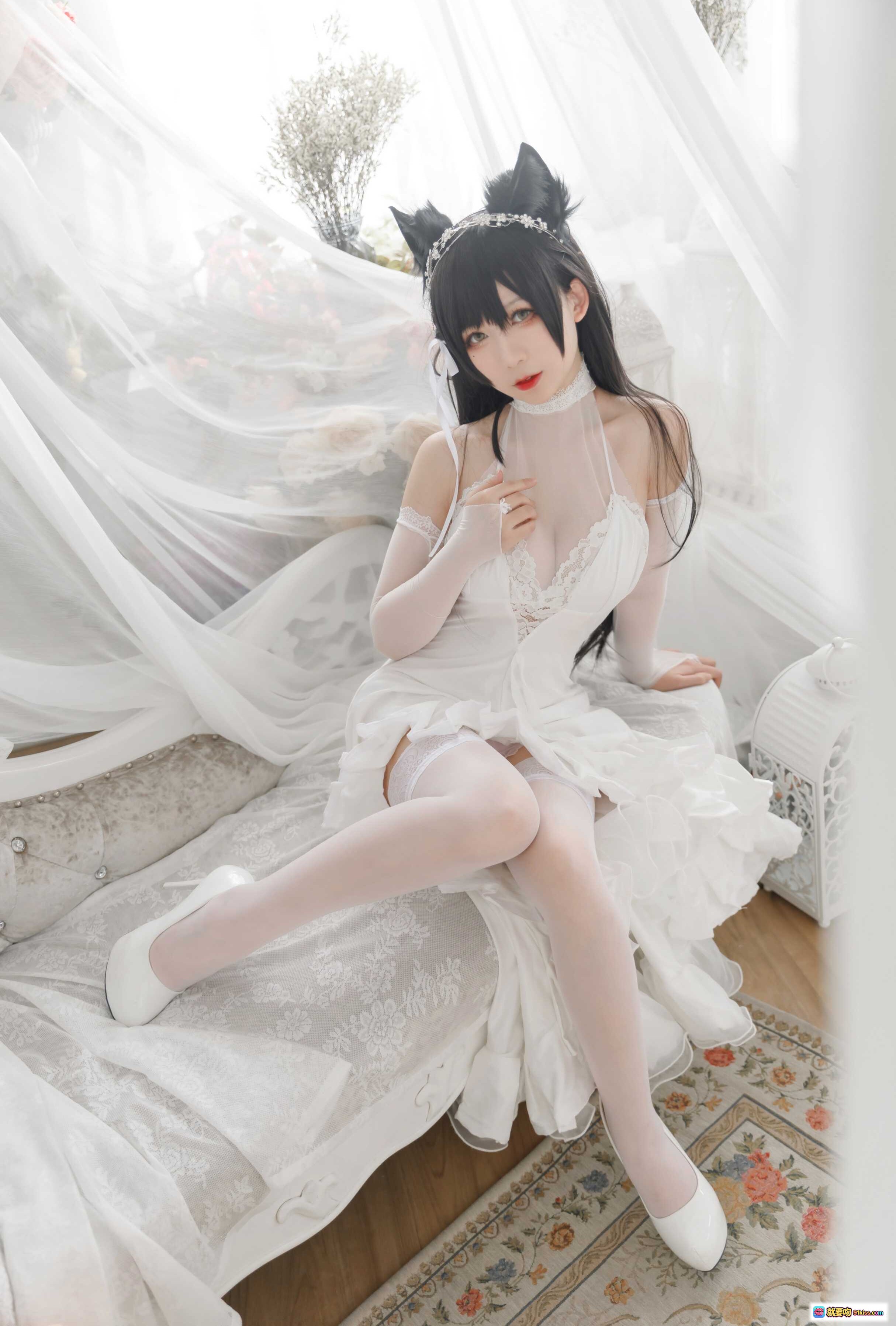 图片[6] - 樱落酱NO.016爱宕花嫁cos写真 白色婚纱猫耳头饰柔美姿态19P高清图集 - 就要吻