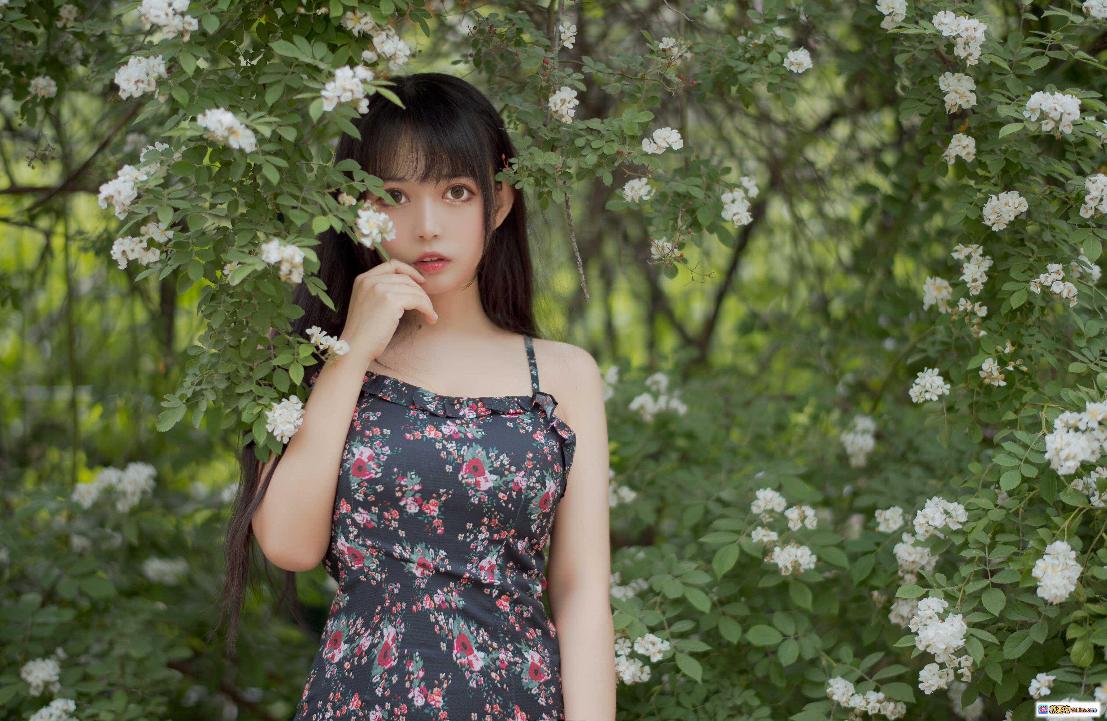 图片[3] - 黑猫猫OvO NO.022 蔷薇花丛少女写真 22P高清美图 自然光下清纯甜美风 长发女孩花间蹲姿摄影集 - 就要吻