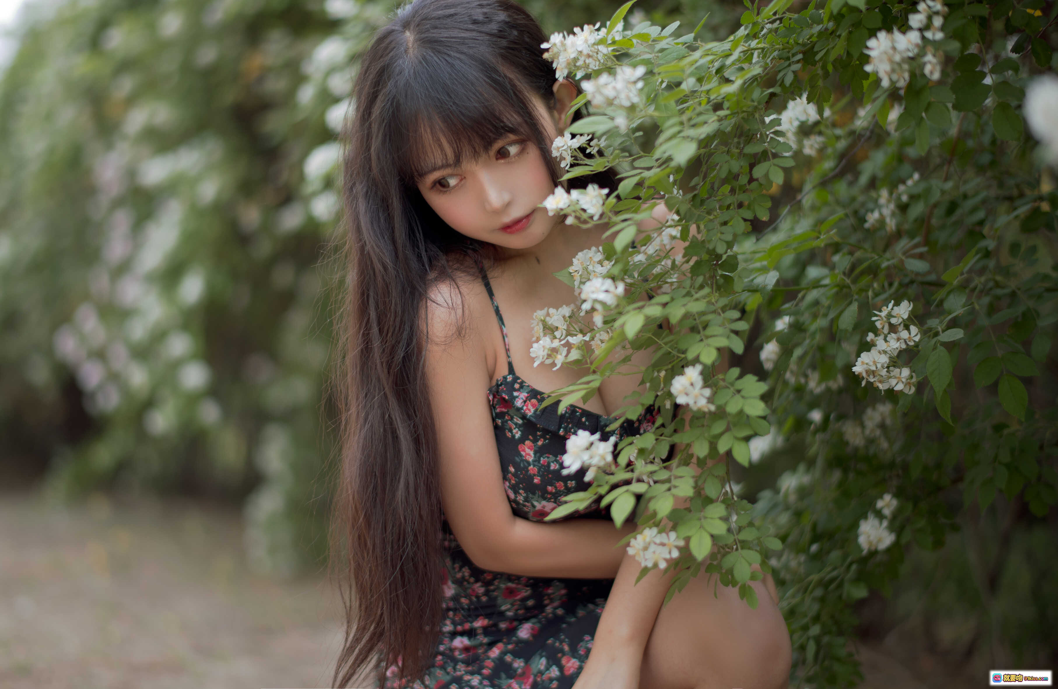 图片[6] - 黑猫猫OvO NO.022 蔷薇花丛少女写真 22P高清美图 自然光下清纯甜美风 长发女孩花间蹲姿摄影集 - 就要吻