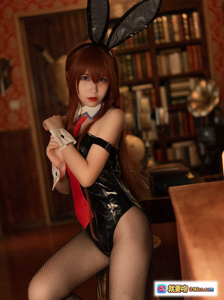 图片[5] - 逐月SU牧濑红莉栖兔女郎cosplay写真｜黑色漆皮紧身衣+白色兔尾+渔网袜+手腕白袖套｜27P高清图集 - 就要吻