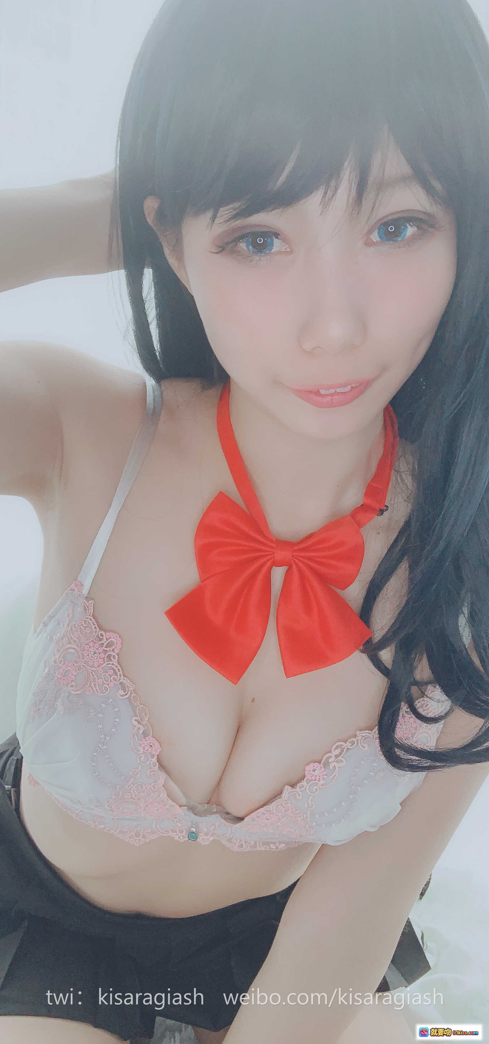 图片[9] - 如月灰NO.003宝多六花B写真集 | 黑发红领结少女 | 粉色蕾丝内衣 | 黑短裙美腿 | 清纯性感私房照 - 就要吻