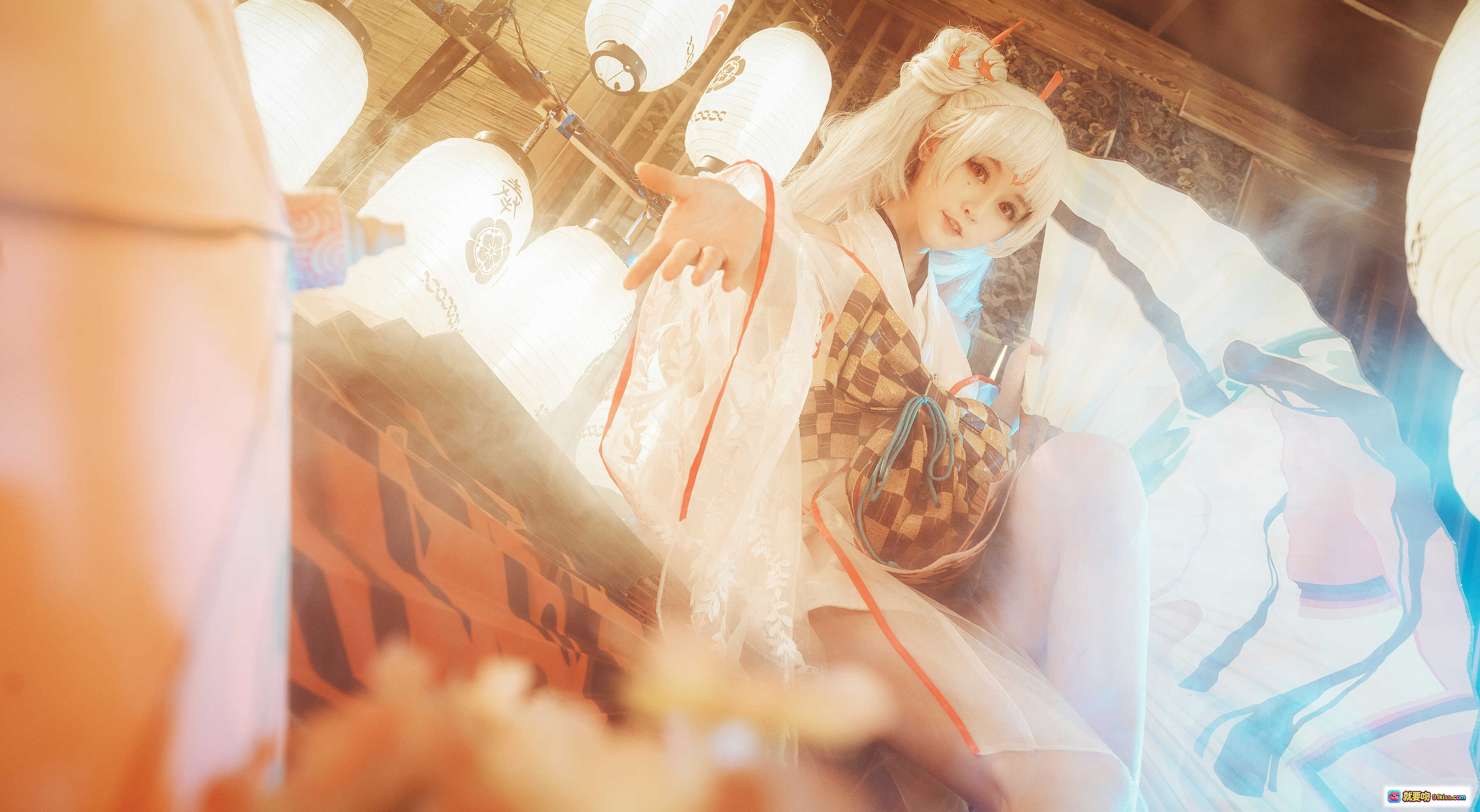 图片[5] - yui金鱼NO.022不知火和风cosplay写真｜日式灯笼伞扇场景｜白发红纹和服造型｜12P高清图集 - 就要吻