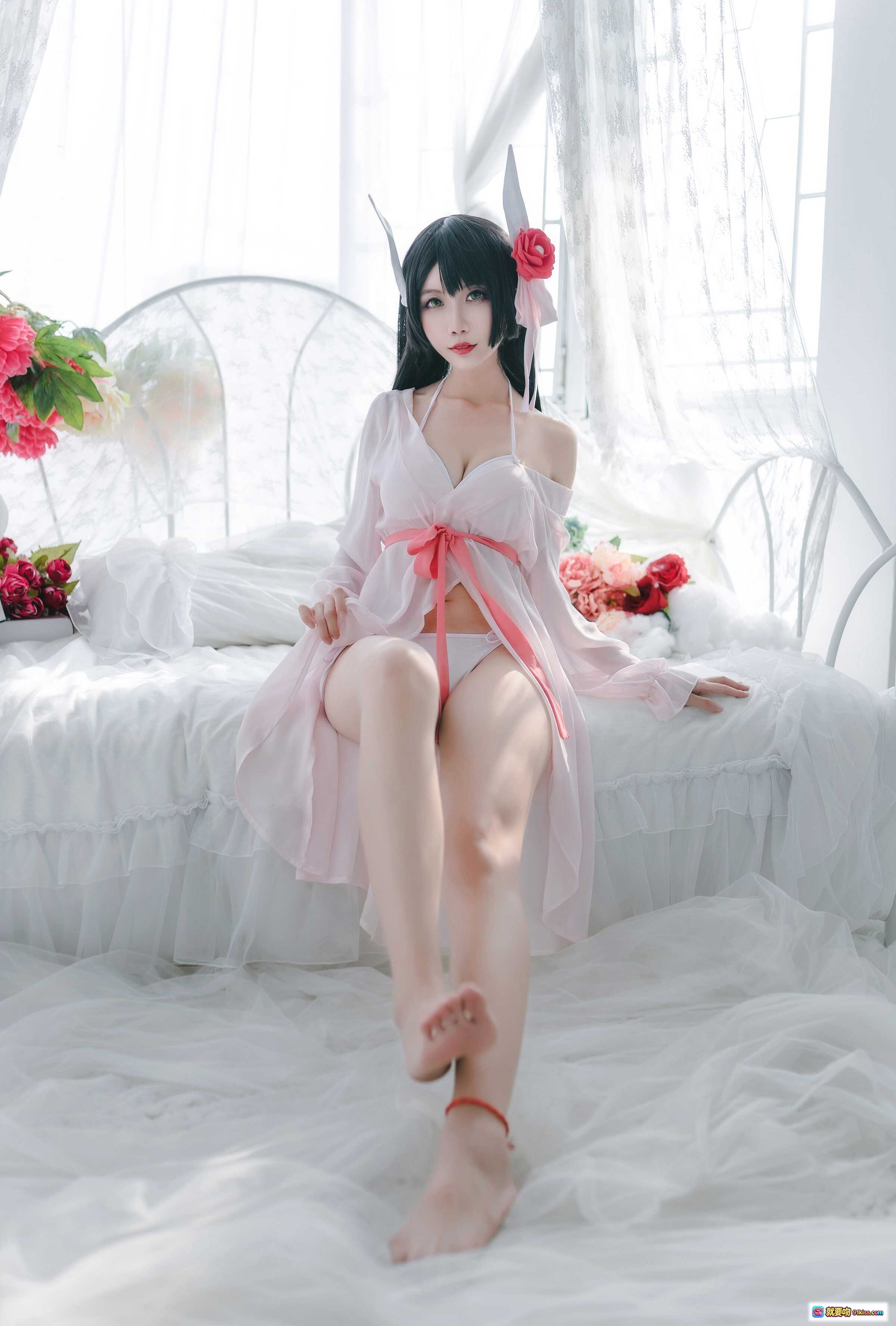 图片[2] - 迷失人形NO.004鲟比叡月下巡游Cosplay写真 白纱床幔黑长直粉系和风少女私房美图 - 就要吻