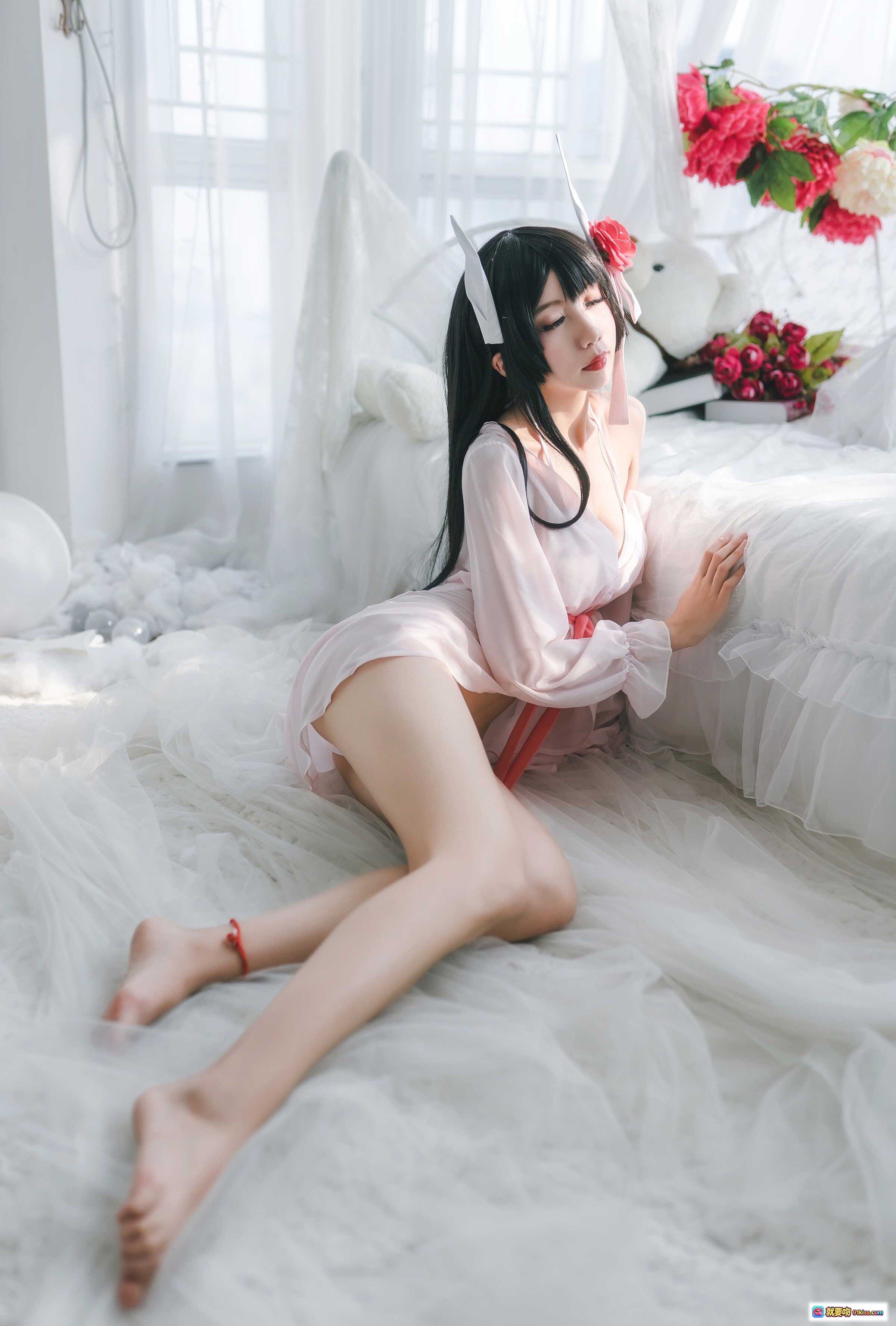 图片[7] - 迷失人形NO.004鲟比叡月下巡游Cosplay写真 白纱床幔黑长直粉系和风少女私房美图 - 就要吻