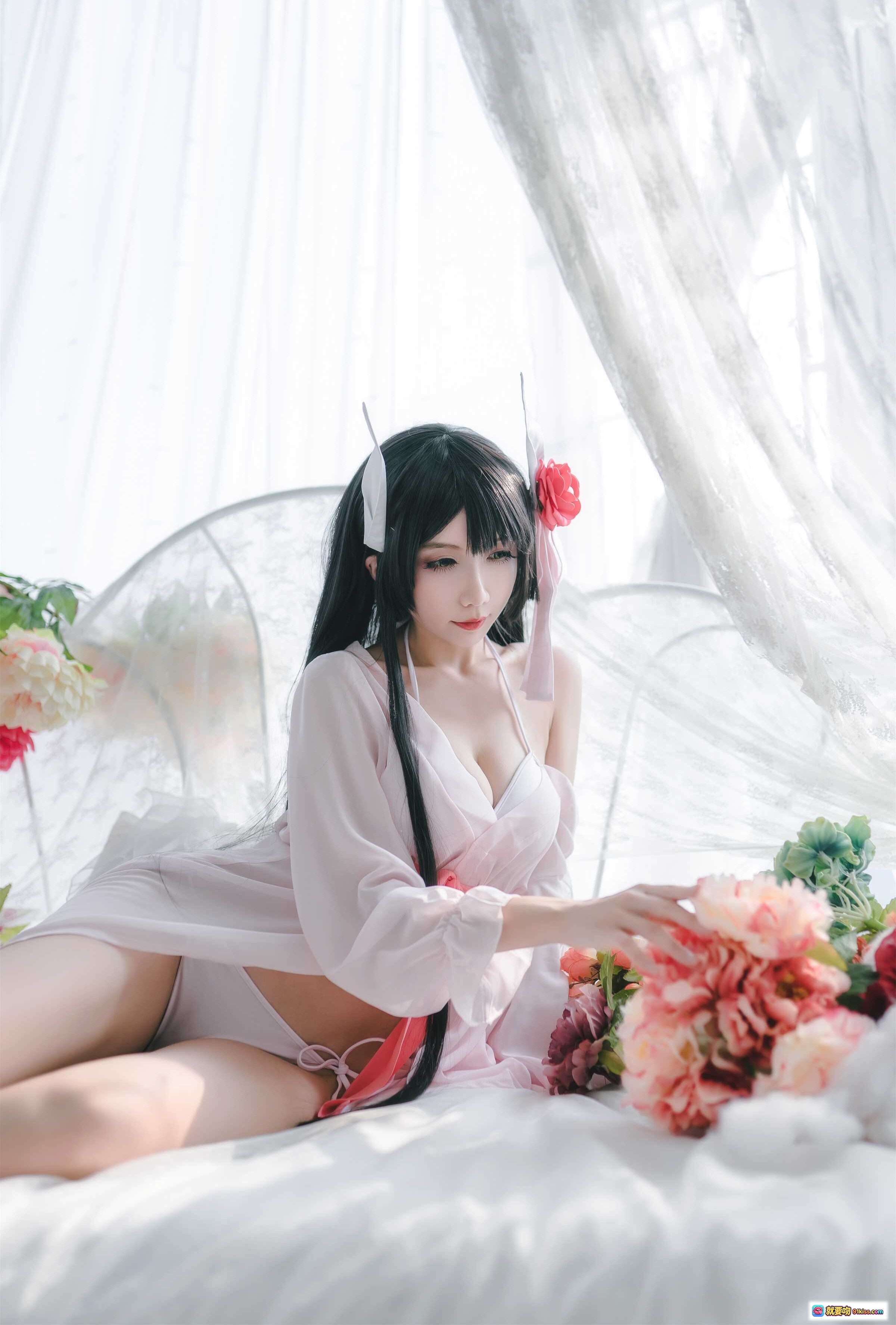 图片[3] - 迷失人形NO.004鲟比叡月下巡游Cosplay写真 白纱床幔黑长直粉系和风少女私房美图 - 就要吻