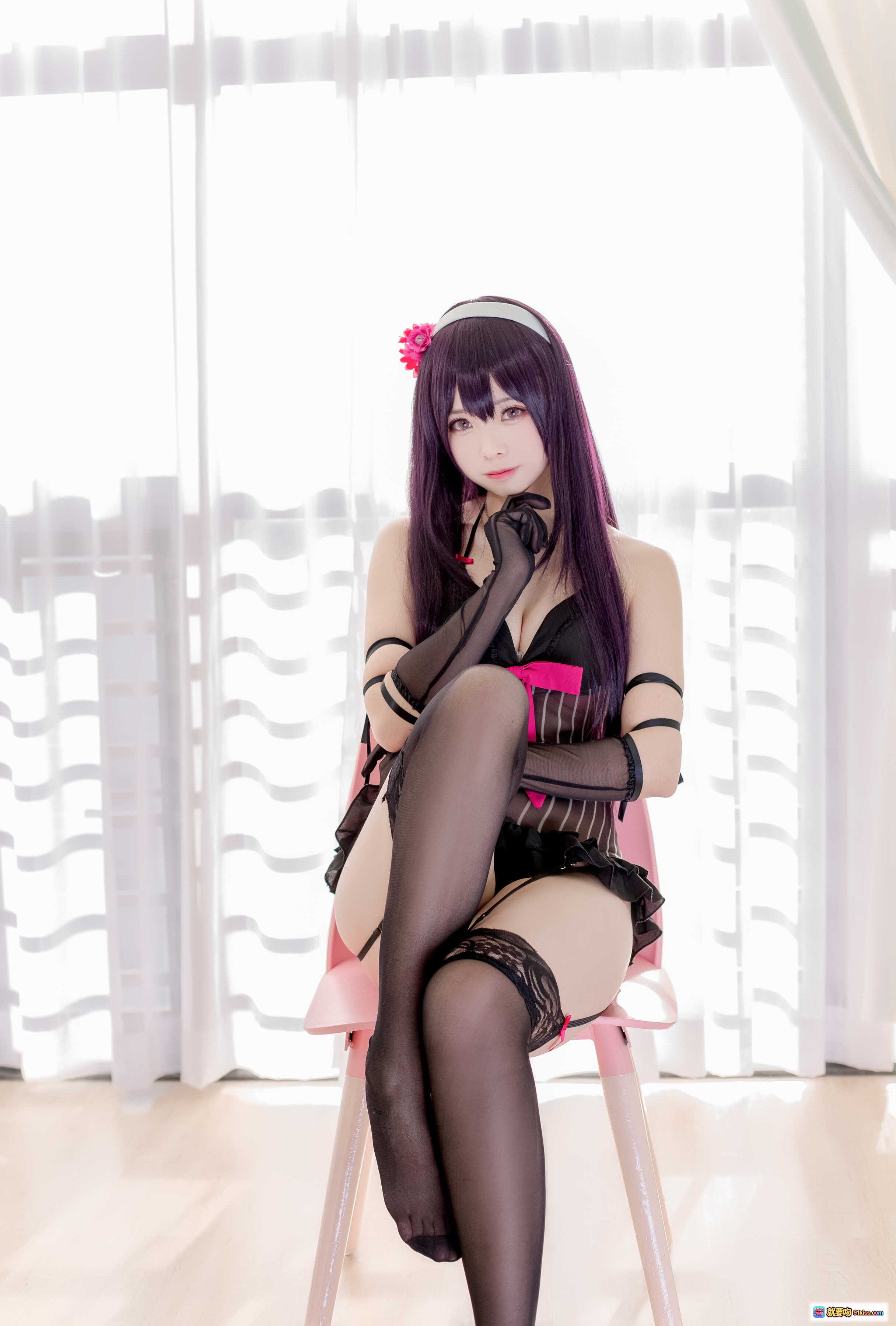 图片[5] - 小野妹子w NO.034 妹子学姐 Cosplay 紫发黑丝蕾丝内衣写真 23P高清图集 - 就要吻