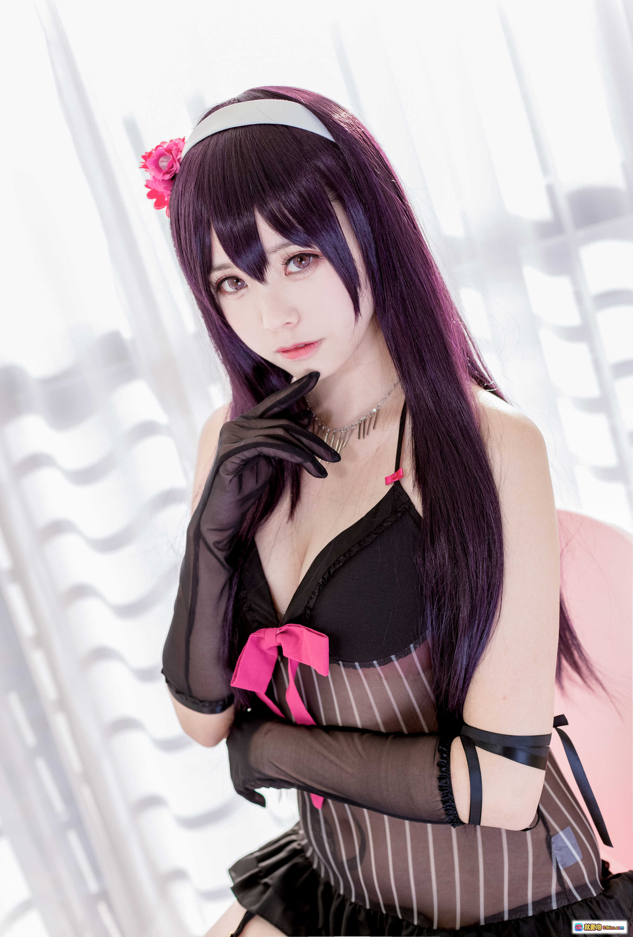 图片[7] - 小野妹子w NO.034 妹子学姐 Cosplay 紫发黑丝蕾丝内衣写真 23P高清图集 - 就要吻