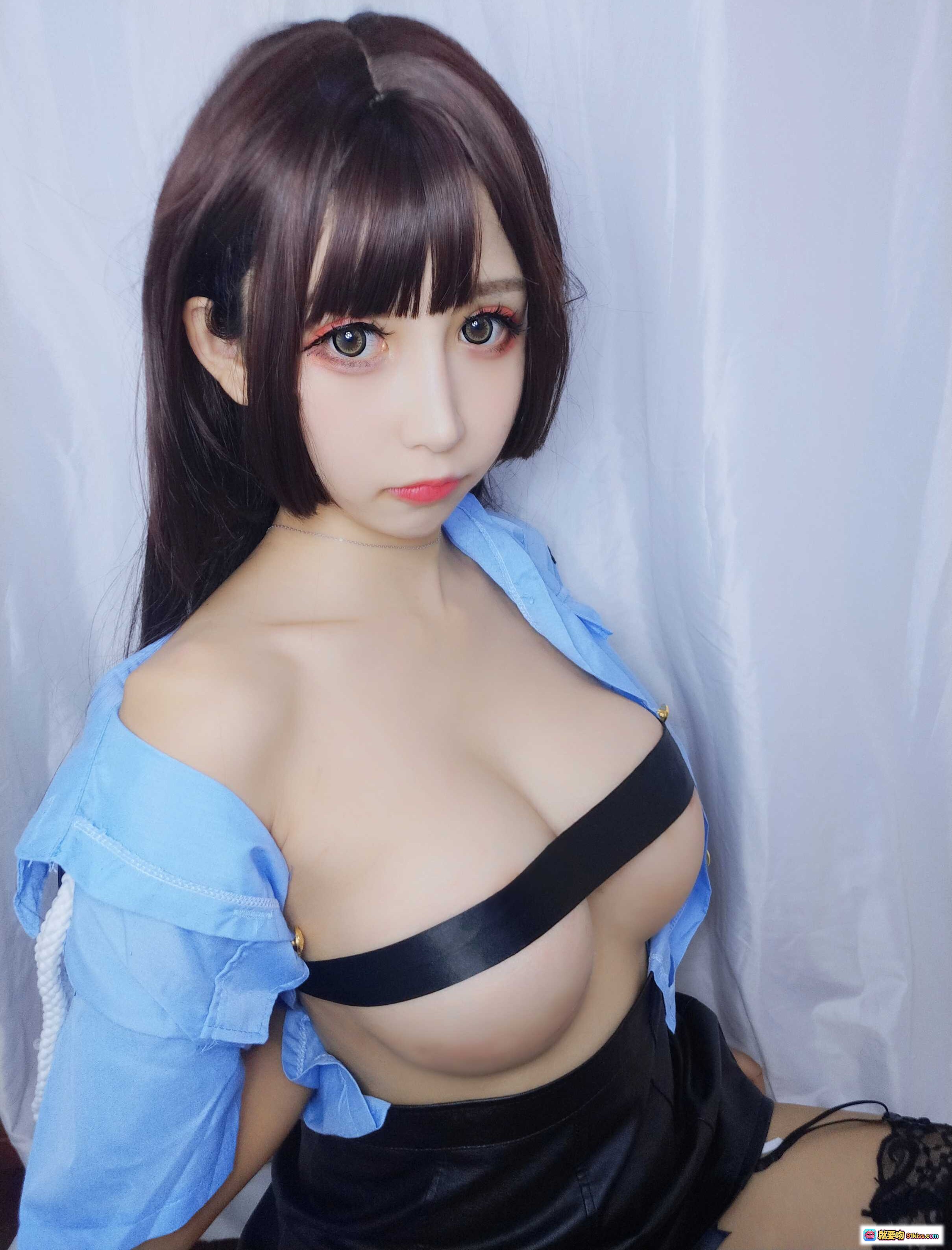 图片[9] - 小酥酱NO.005蓝色制服写真 美女Cosplay警服造型 甜美长发深V诱惑 15P高清图集 - 就要吻