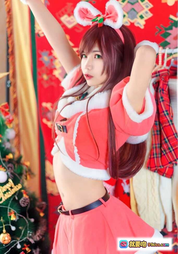 图片[5] - 逐月SU圣诞Cosplay写真 | 红色兔耳少女手持Merry Christmas礼盒 | 圣诞主题居家萌系美图23P - 就要吻