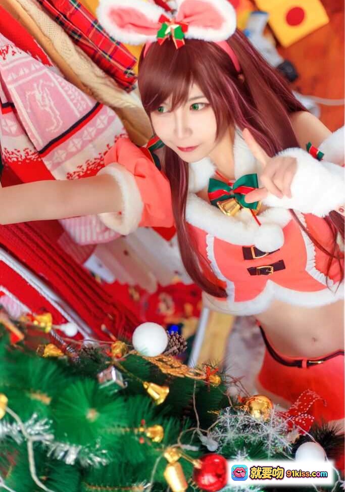 图片[7] - 逐月SU圣诞Cosplay写真 | 红色兔耳少女手持Merry Christmas礼盒 | 圣诞主题居家萌系美图23P - 就要吻