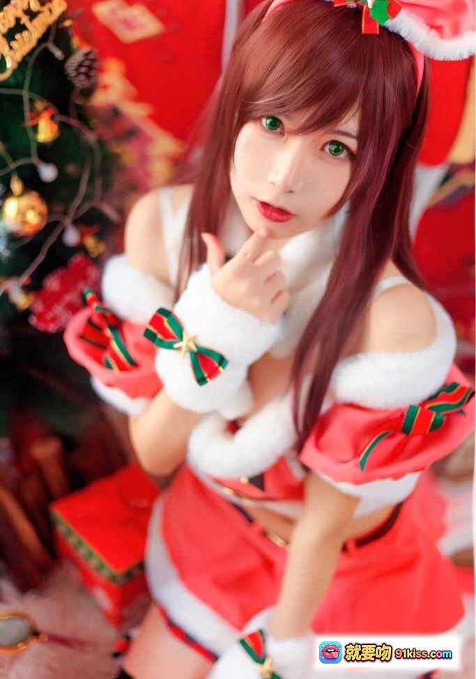 图片[10] - 逐月SU圣诞Cosplay写真 | 红色兔耳少女手持Merry Christmas礼盒 | 圣诞主题居家萌系美图23P - 就要吻