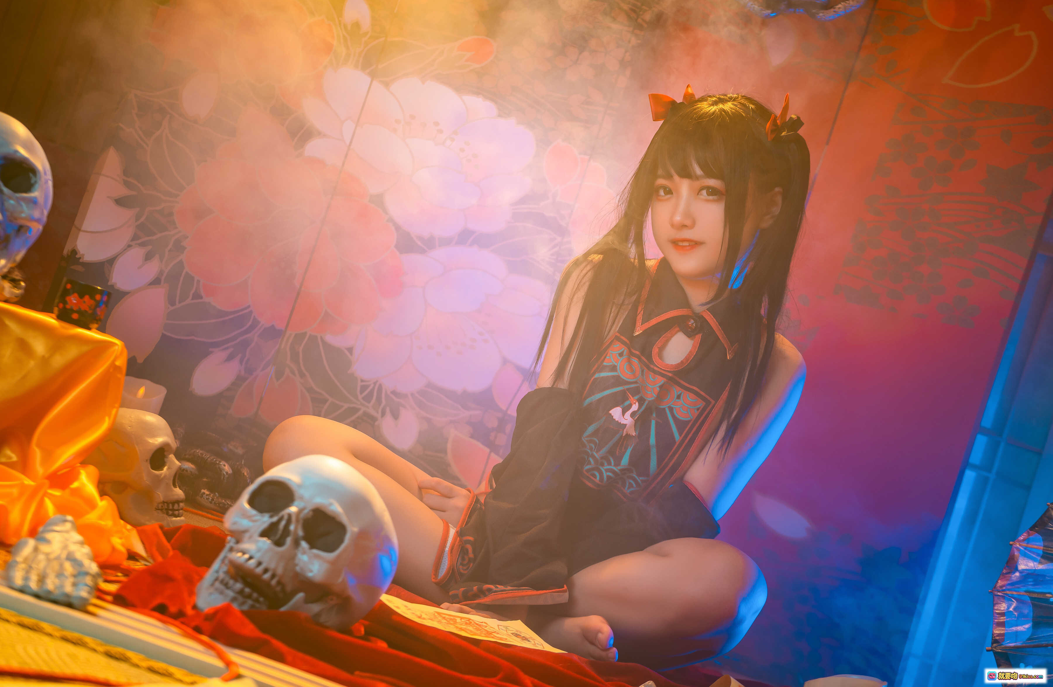 图片[1] - lovely呆玄NO.011双人僵尸Cosplay写真｜暗黑系少女+骷髅道具+烟雾氛围+和风背景+精致妆造+33P高清图集 - 就要吻