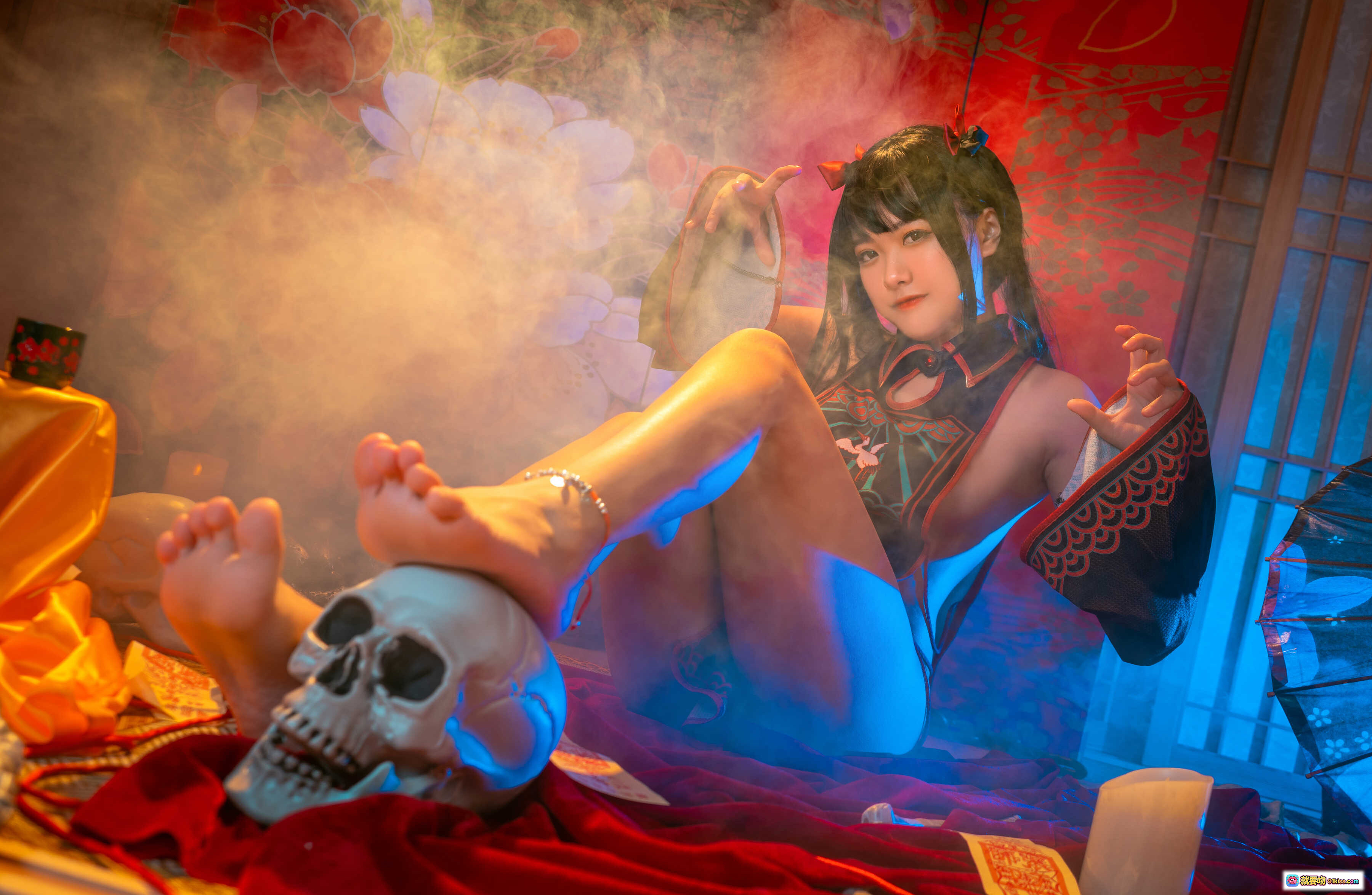 图片[2] - lovely呆玄NO.011双人僵尸Cosplay写真｜暗黑系少女+骷髅道具+烟雾氛围+和风背景+精致妆造+33P高清图集 - 就要吻