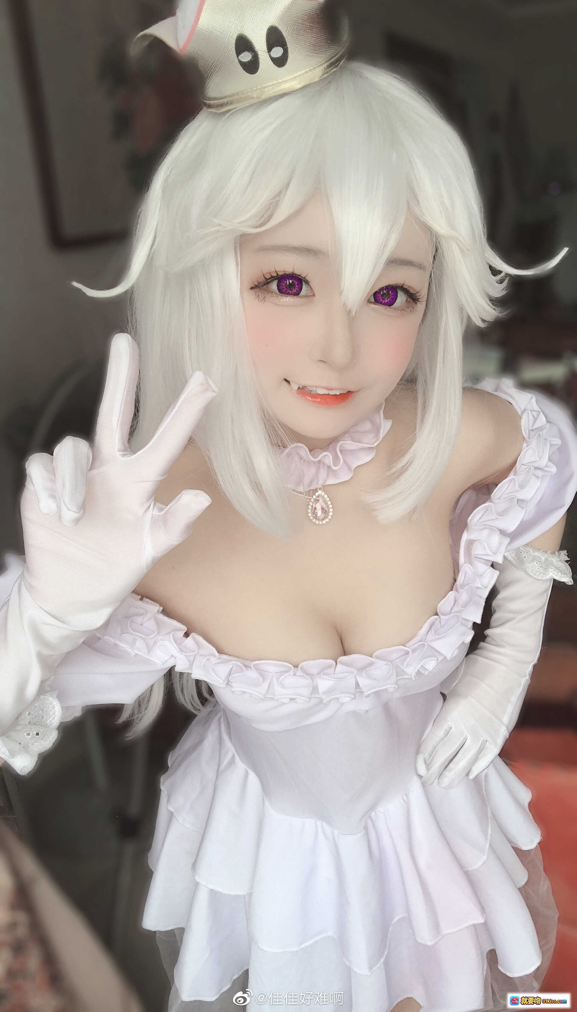 图片[4] - 佳佳好难啊VOL.30幽灵姬cosplay 白发紫瞳女仆装 甜美 wink 萝莉风 搞怪表情 粉色蕾丝裙 手套配饰 二次元角色扮演 - 就要吻