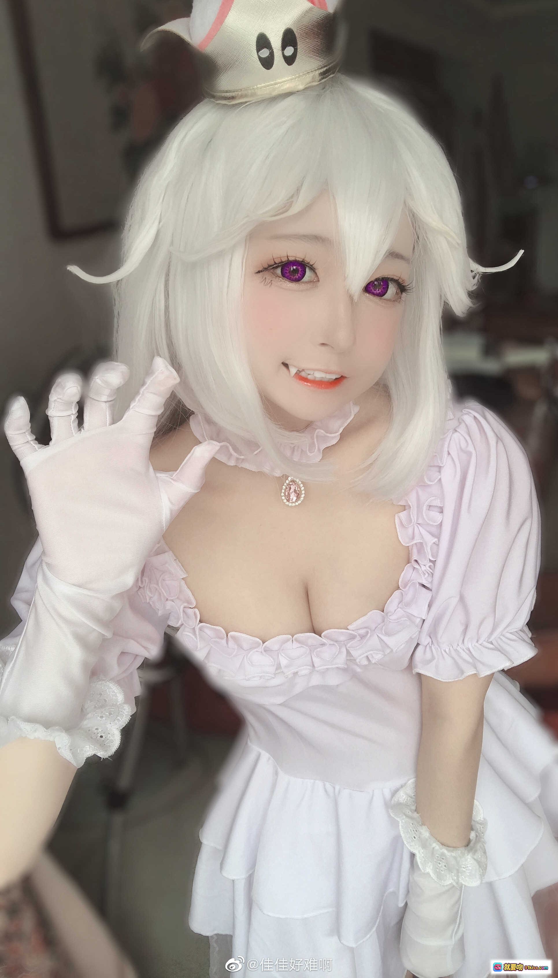 图片[7] - 佳佳好难啊VOL.30幽灵姬cosplay 白发紫瞳女仆装 甜美 wink 萝莉风 搞怪表情 粉色蕾丝裙 手套配饰 二次元角色扮演 - 就要吻