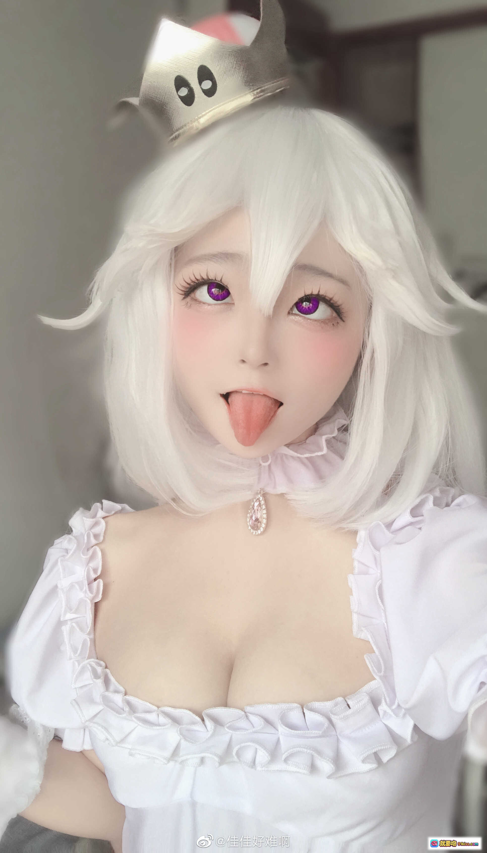 图片[5] - 佳佳好难啊VOL.30幽灵姬cosplay 白发紫瞳女仆装 甜美 wink 萝莉风 搞怪表情 粉色蕾丝裙 手套配饰 二次元角色扮演 - 就要吻