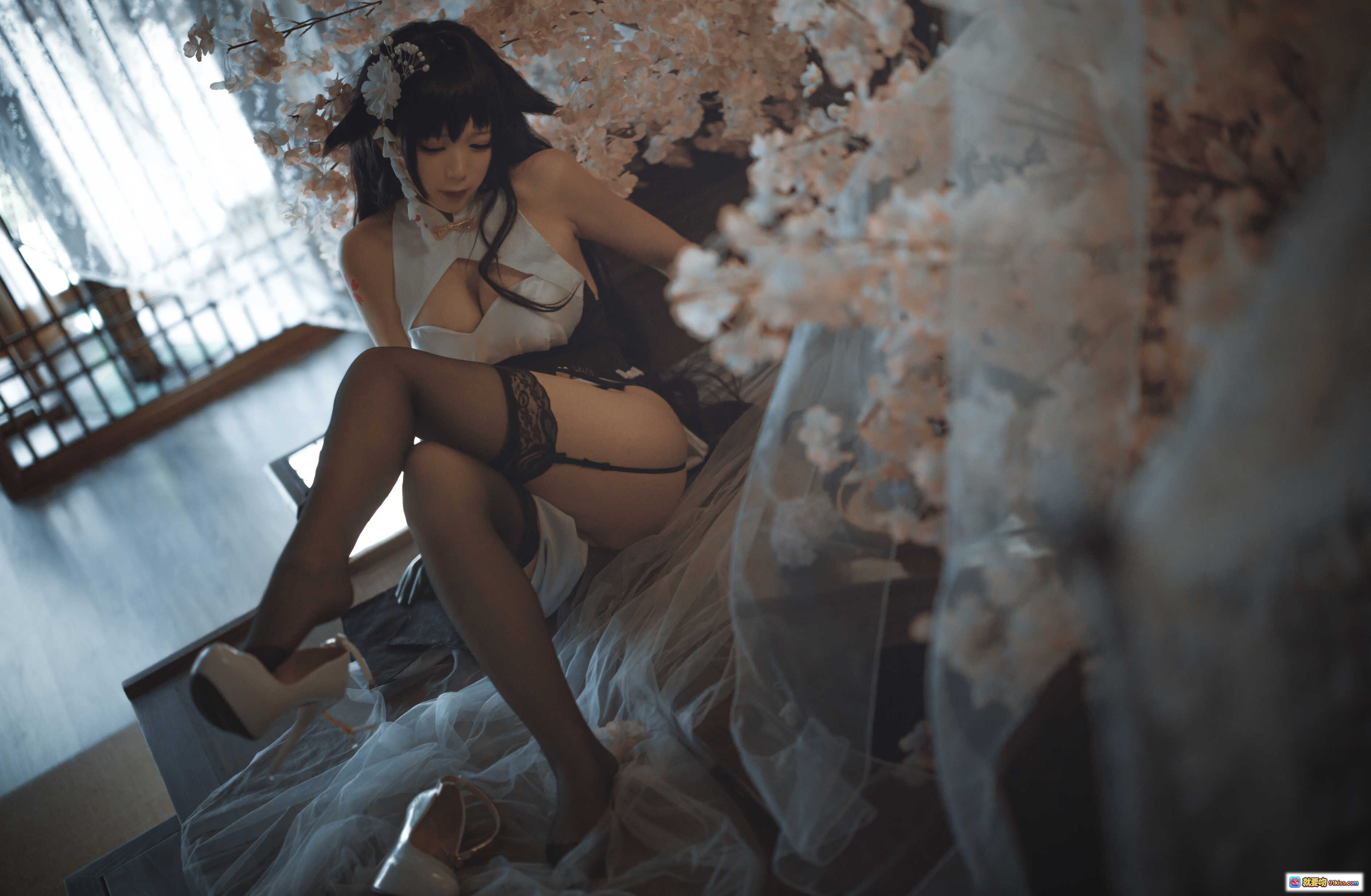 图片[8] - 樱落酱NO.015吾妻旗袍写真·黑丝美腿+樱花场景+和风少女+精致妆造+私房氛围感摄影 - 就要吻