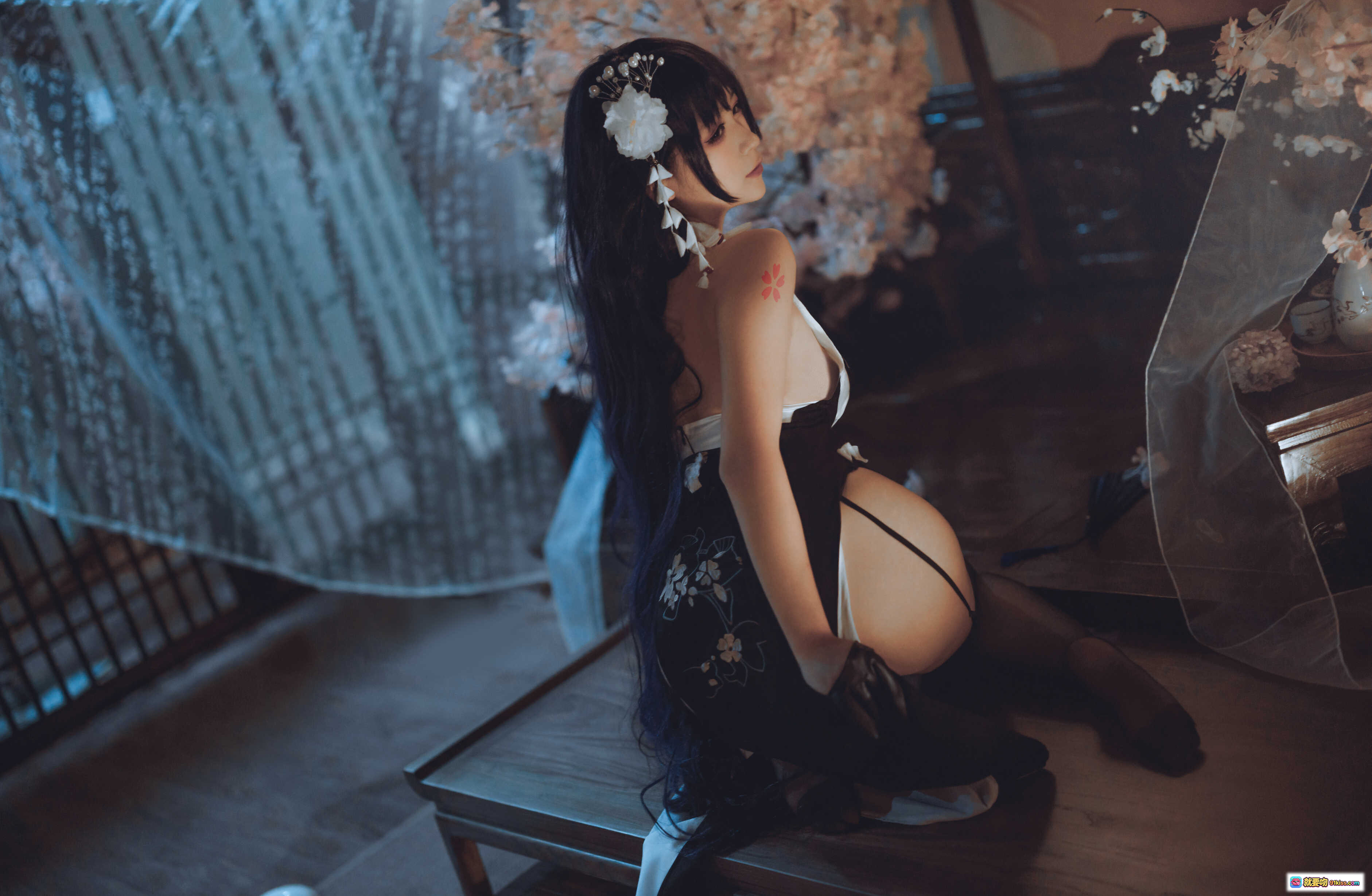 图片[3] - 樱落酱NO.015吾妻旗袍写真·黑丝美腿+樱花场景+和风少女+精致妆造+私房氛围感摄影 - 就要吻