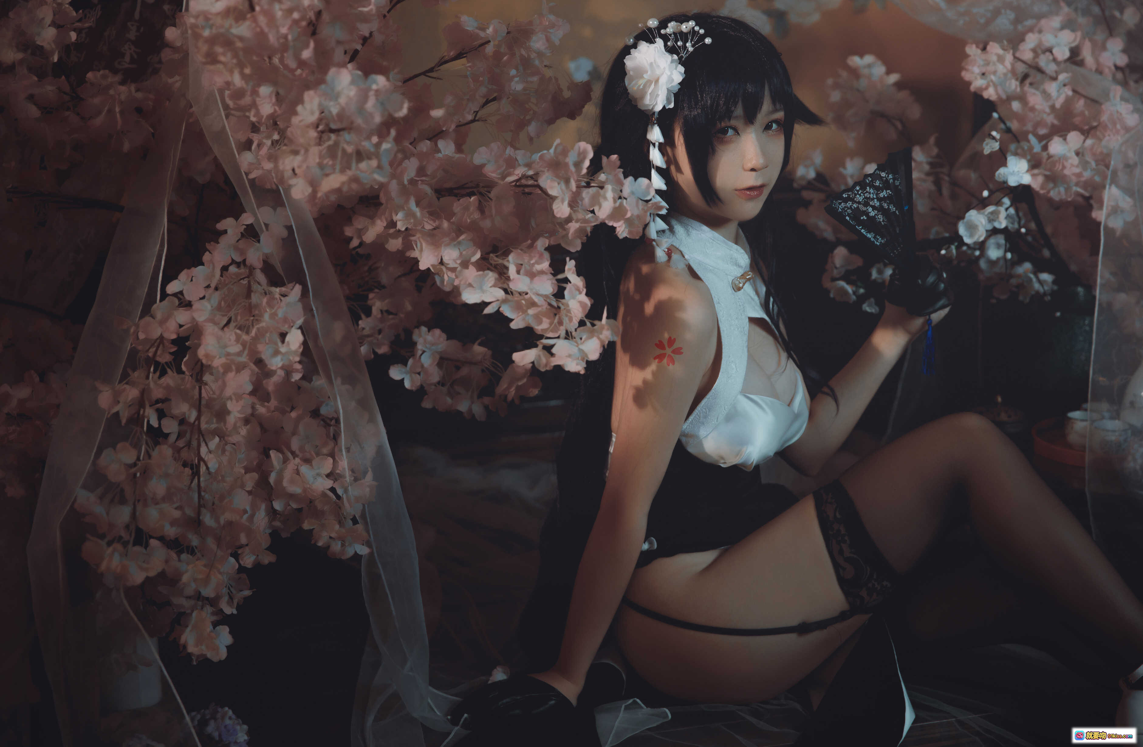 图片[4] - 樱落酱NO.015吾妻旗袍写真·黑丝美腿+樱花场景+和风少女+精致妆造+私房氛围感摄影 - 就要吻