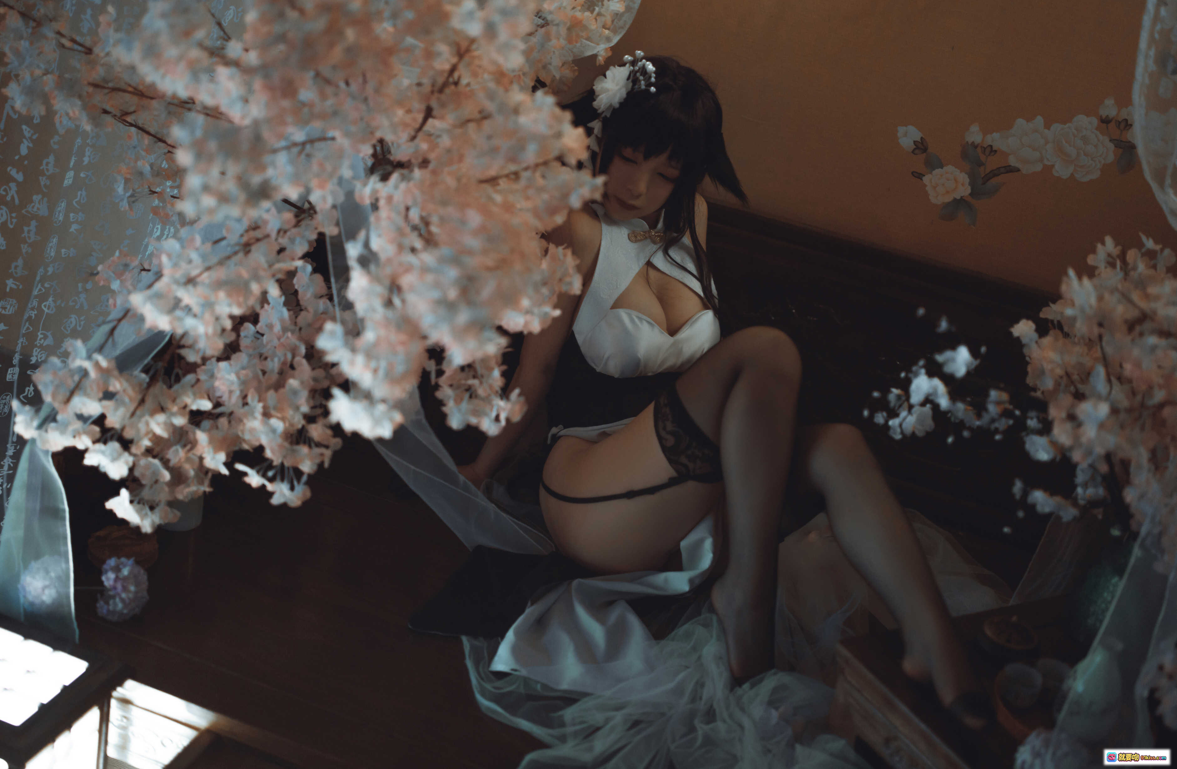 图片[2] - 樱落酱NO.015吾妻旗袍写真·黑丝美腿+樱花场景+和风少女+精致妆造+私房氛围感摄影 - 就要吻