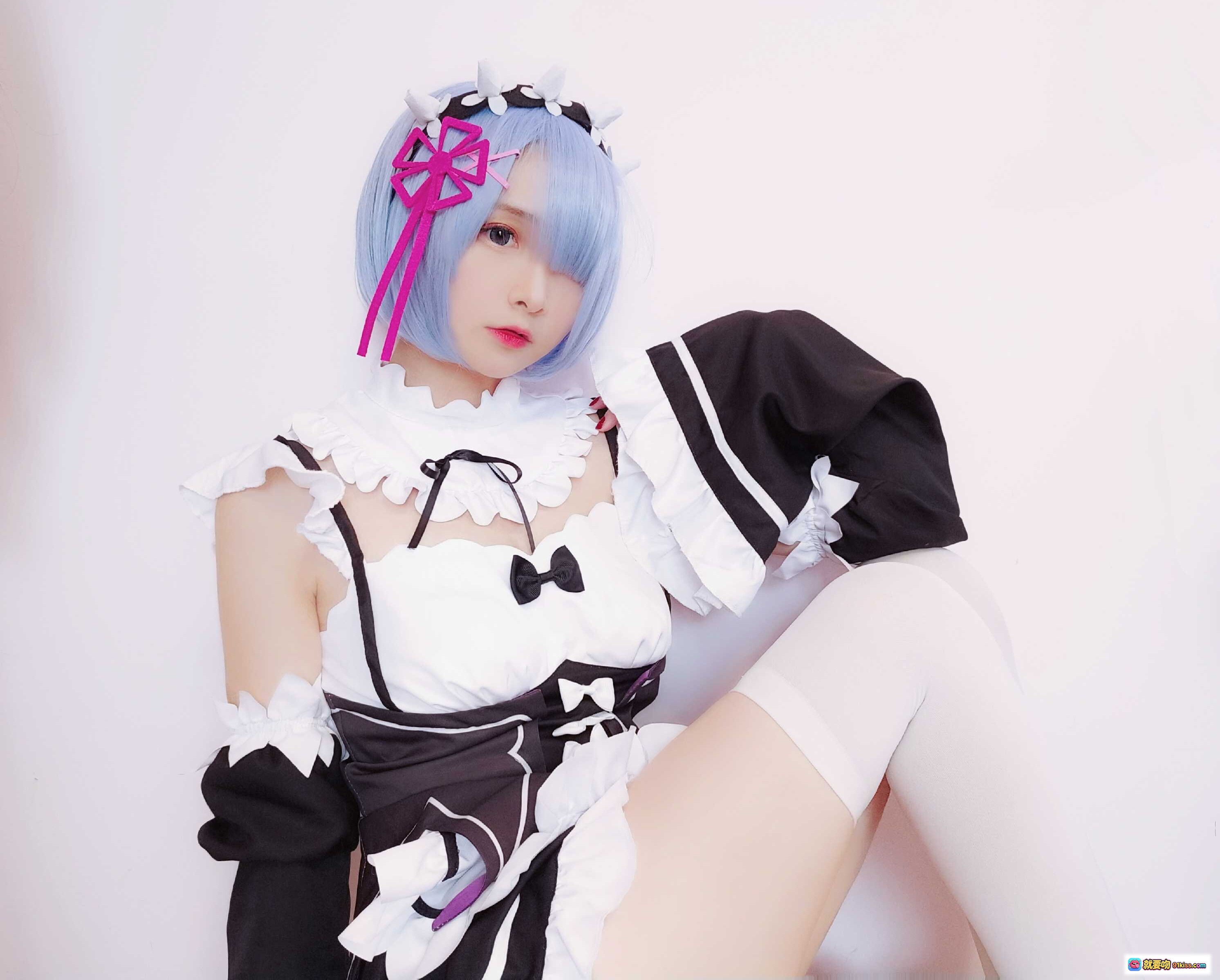 图片[6] - 古川NO.014蕾姆女仆cos写真 | 蓝发少女白丝黑袜 | 粉色床榻萌系美图 | 33P高清图集 - 就要吻