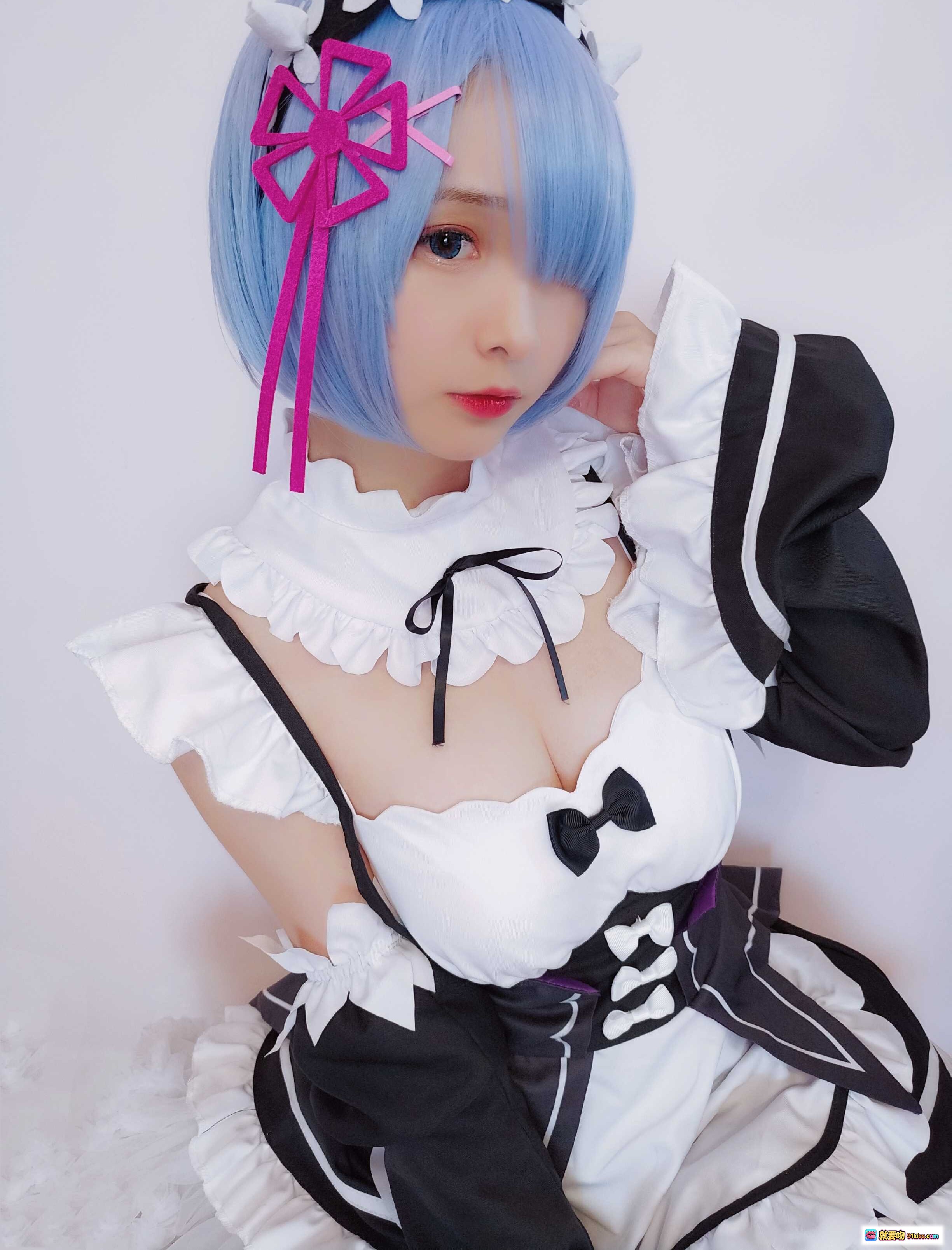 图片[3] - 古川NO.014蕾姆女仆cos写真 | 蓝发少女白丝黑袜 | 粉色床榻萌系美图 | 33P高清图集 - 就要吻