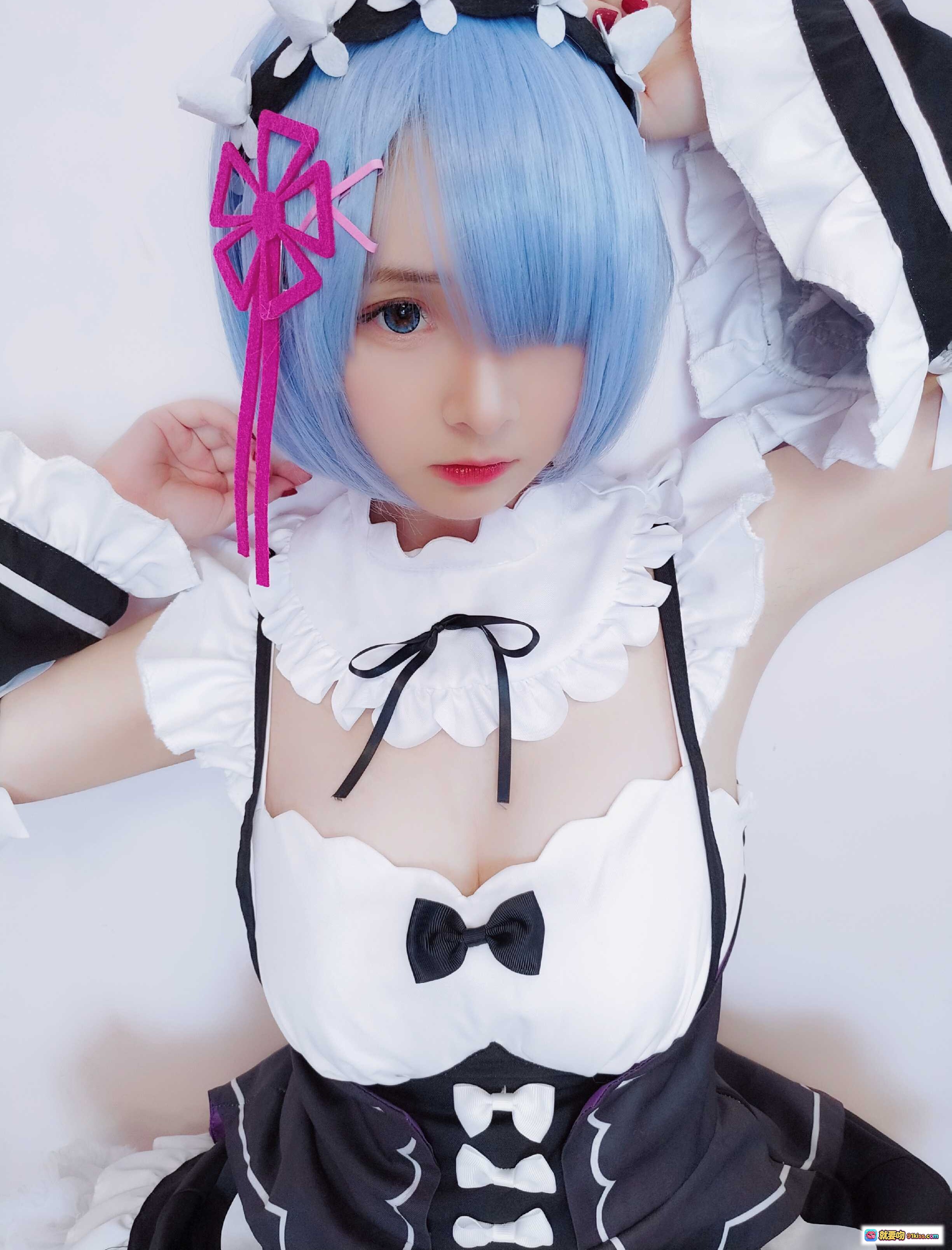 图片[2] - 古川NO.014蕾姆女仆cos写真 | 蓝发少女白丝黑袜 | 粉色床榻萌系美图 | 33P高清图集 - 就要吻