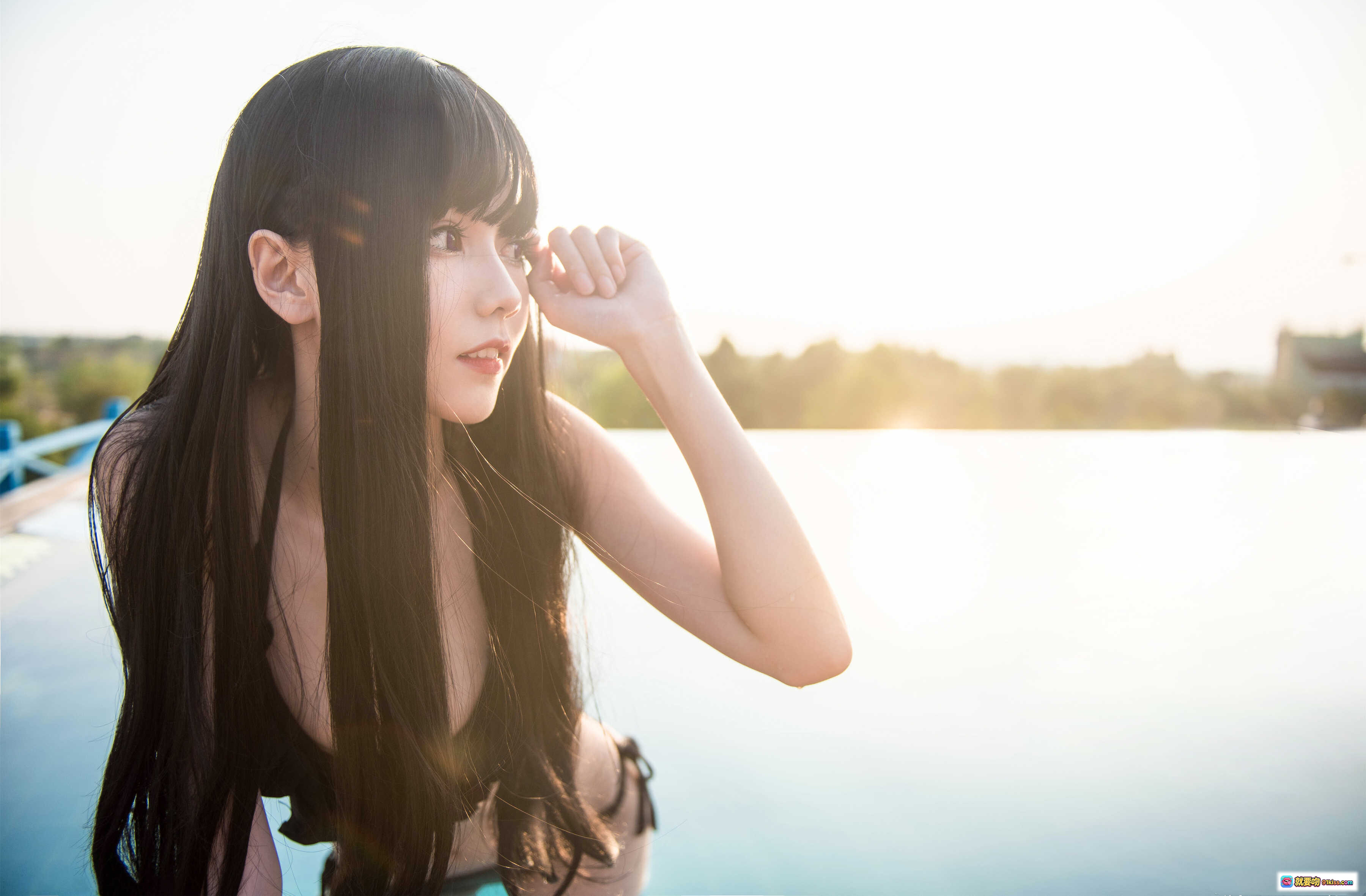 图片[9] - 恶魔姐姐cos写真 | 你的负卿NO.016 | 白纱泳池边性感回眸 | 黑长直少女 | 清新户外摄影 | 25P高清图集 - 就要吻