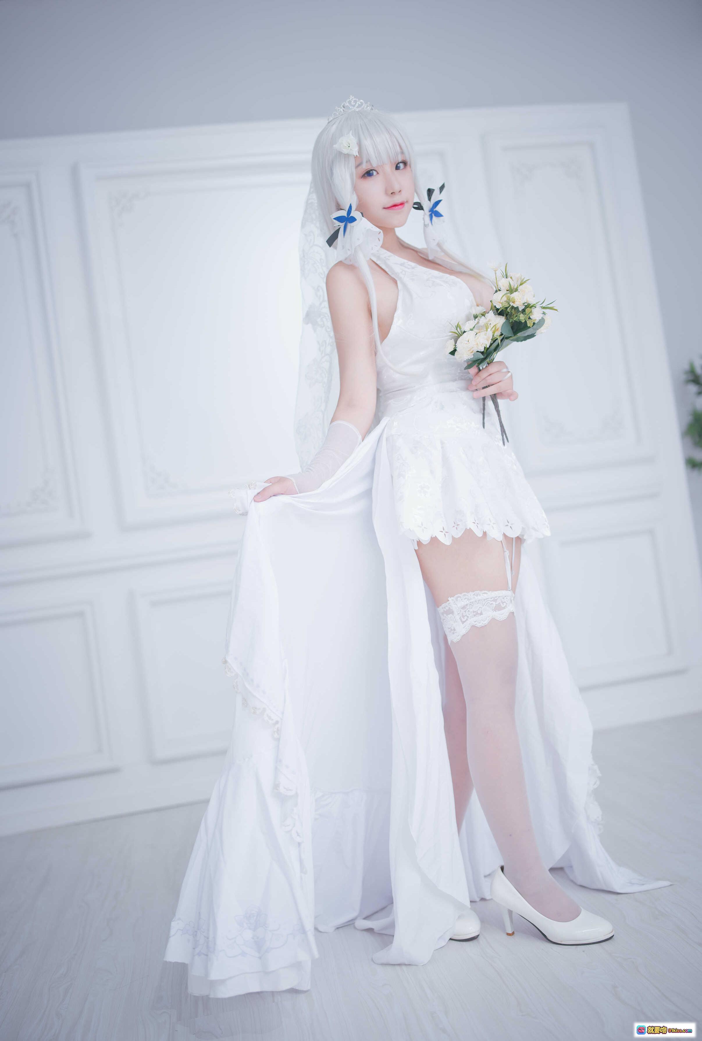 图片[5] - 穆零Mu0 NO.42 光辉婚纱写真 43P高清美图 白发蓝蝶少女 白色蕾丝礼服 床上优雅坐姿 甜美性感风格 无视频纯图集 - 就要吻