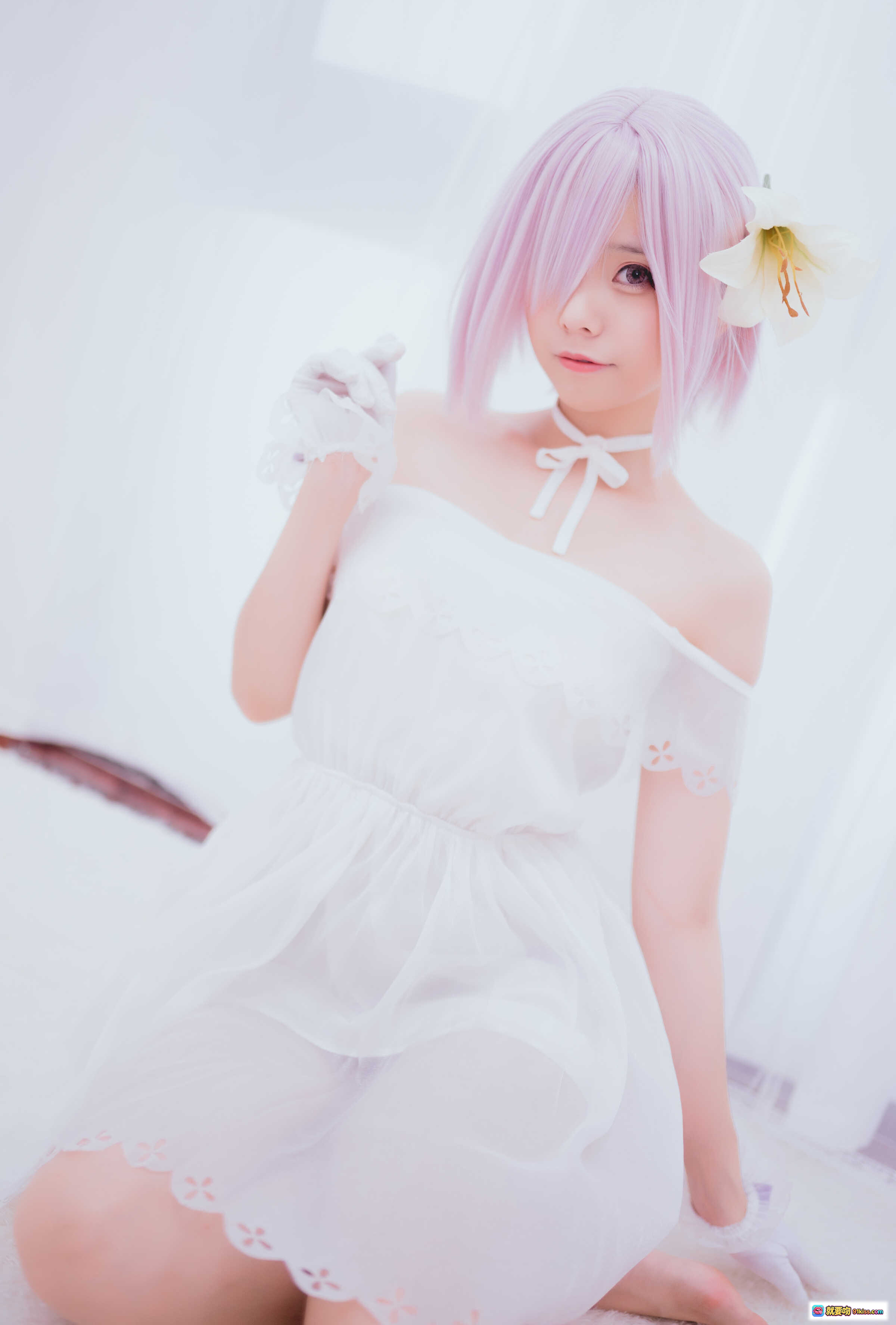 图片[10] - 小野妹子w NO.030 玛修A Cosplay写真 白色蕾丝内衣+紫色格子衬衫 粉发少女甜美性感私房照 44P高清图集 - 就要吻