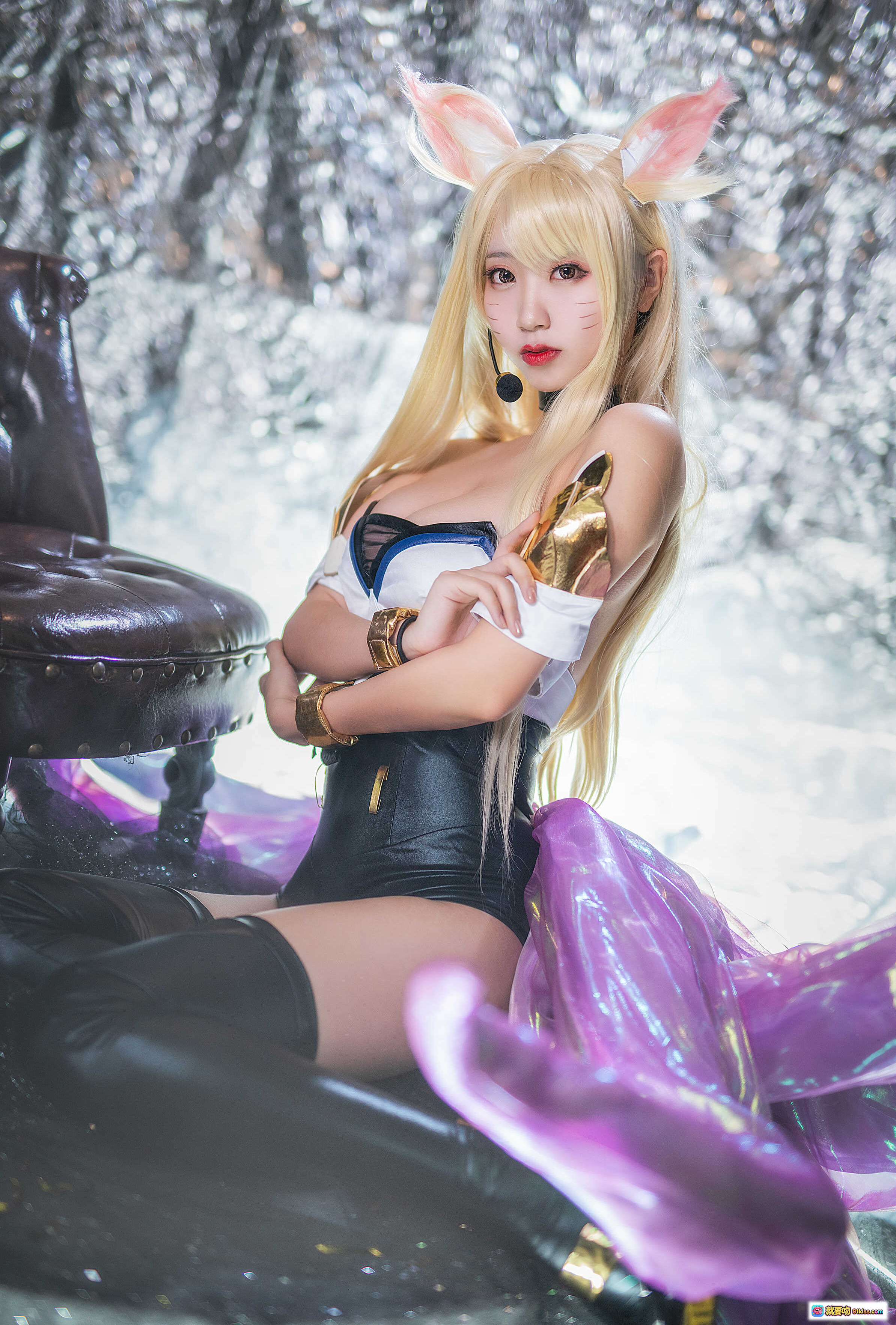 图片[4] - 黑川NO.002阿狸KDA Cosplay写真｜金发猫耳紫尾性感造型｜高清21P635MB图集 - 就要吻