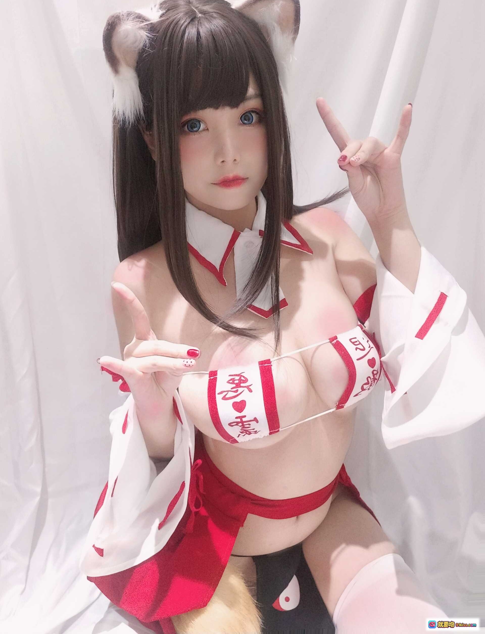图片[10] - 蜜汁猫裘NO.033巫女小狐狸cosplay写真｜猫耳少女｜红白巫女服｜萌系二次元｜高清22P - 就要吻
