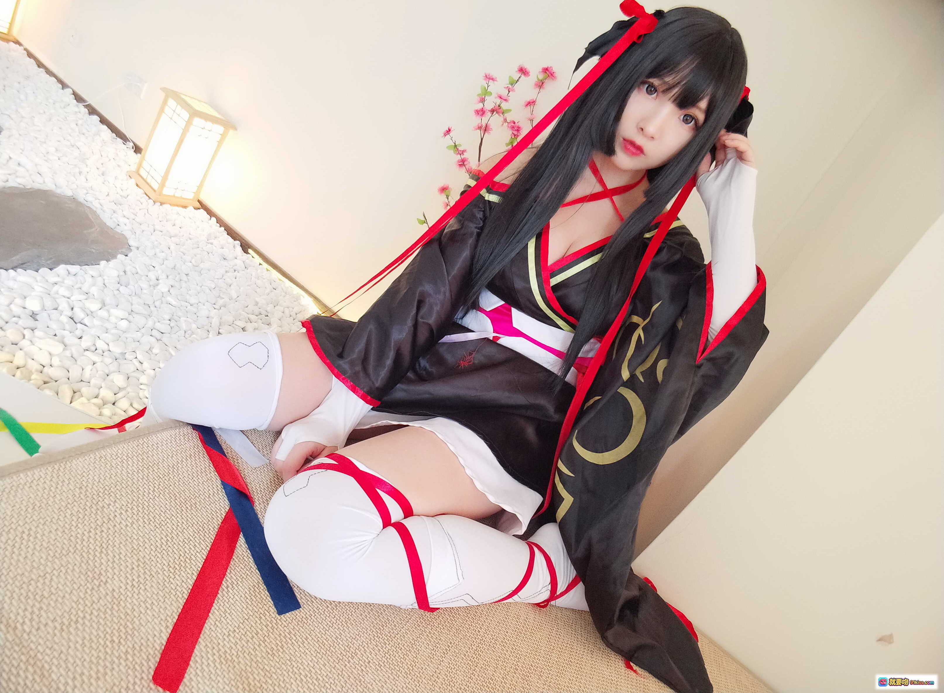 图片[5] - 古川NO.045夜夜cosplay写真集37P195MB黑发红带和风美少女白丝 thighhigh日系二次元角色扮演高清图集 - 就要吻