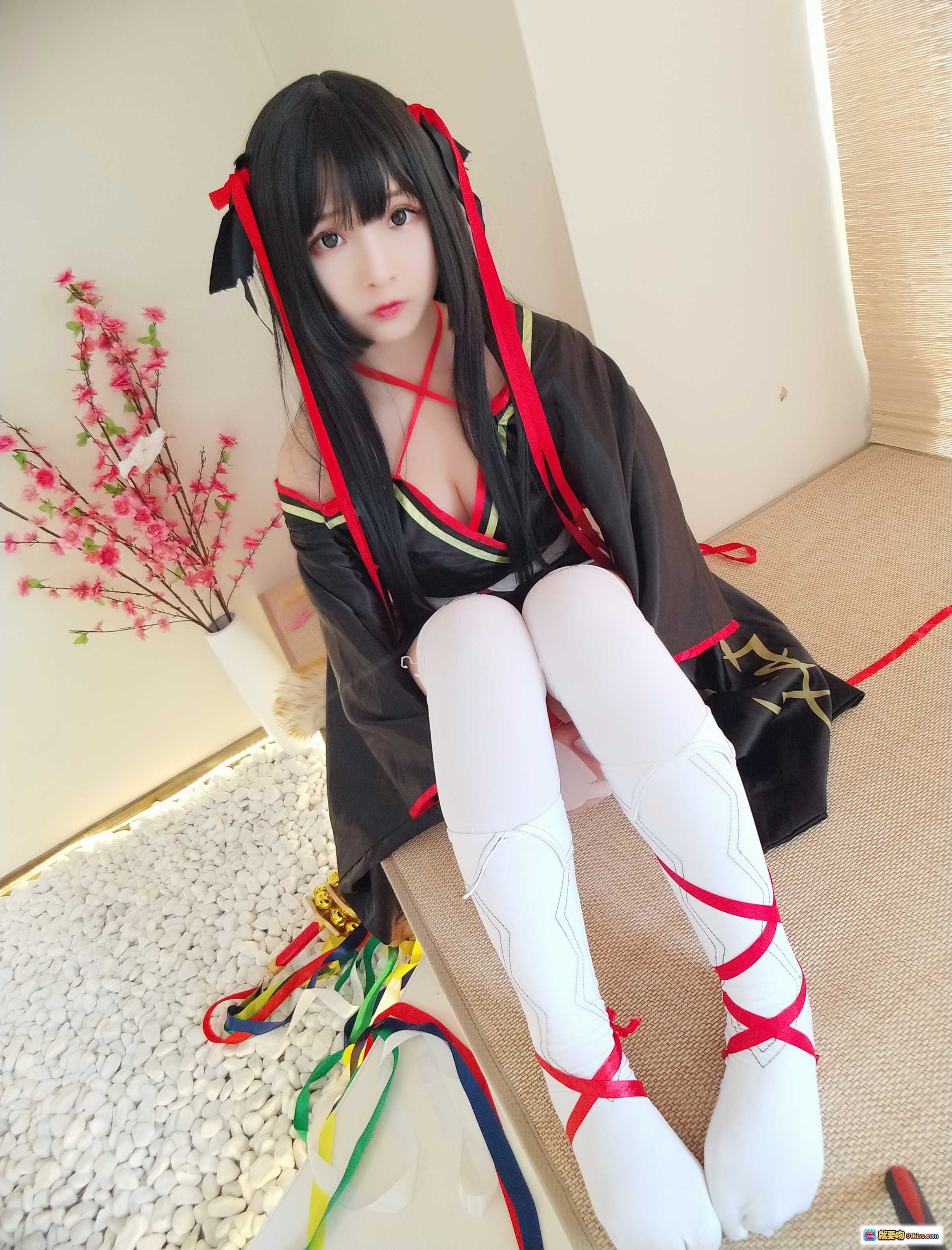 图片[7] - 古川NO.045夜夜cosplay写真集37P195MB黑发红带和风美少女白丝 thighhigh日系二次元角色扮演高清图集 - 就要吻