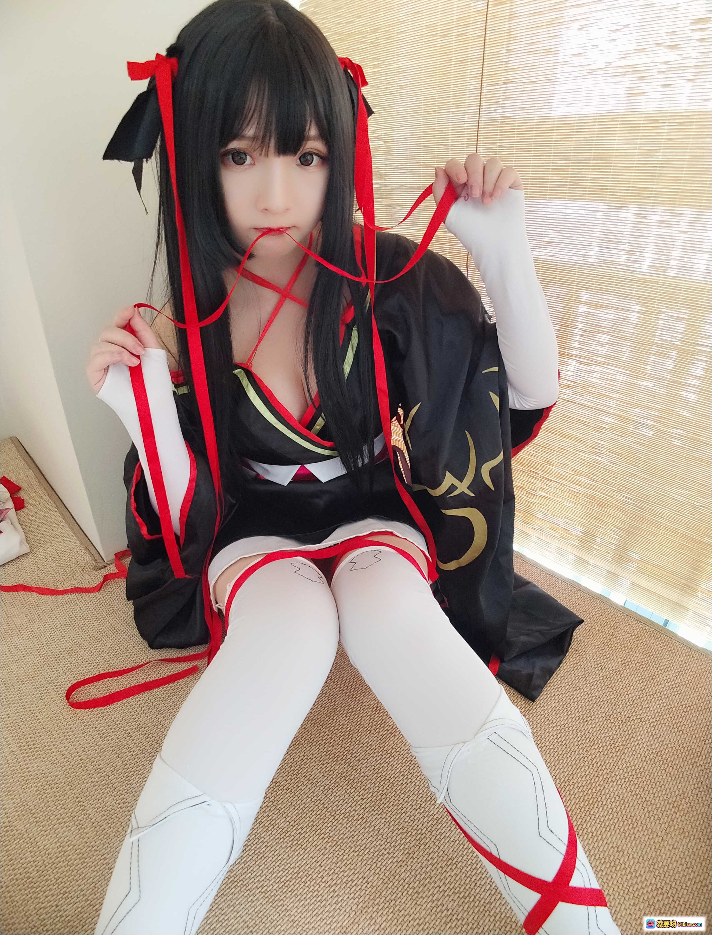 图片[4] - 古川NO.045夜夜cosplay写真集37P195MB黑发红带和风美少女白丝 thighhigh日系二次元角色扮演高清图集 - 就要吻