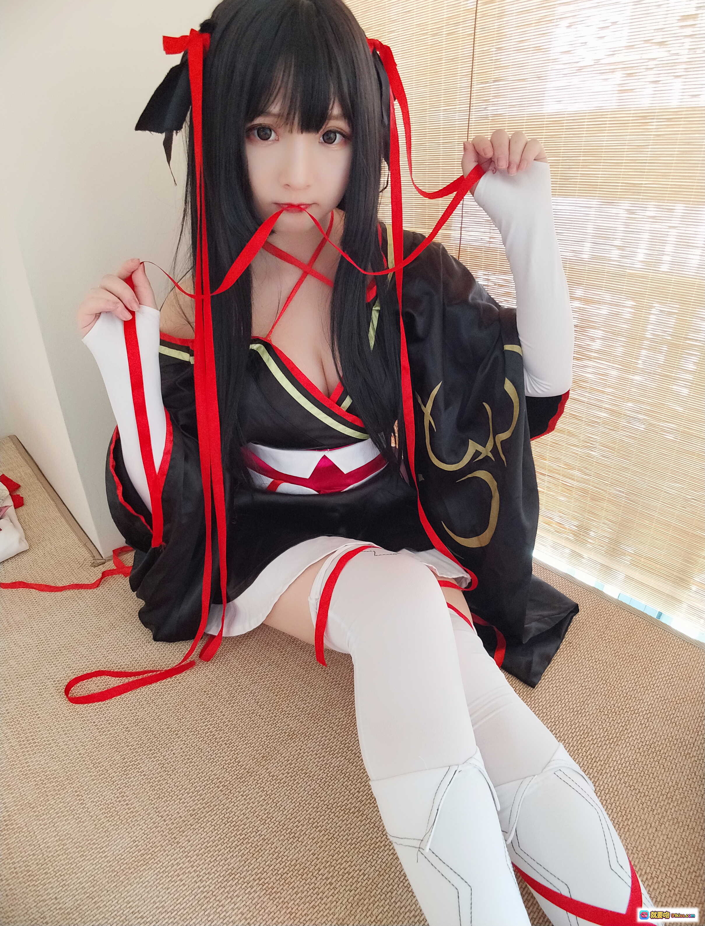 图片[3] - 古川NO.045夜夜cosplay写真集37P195MB黑发红带和风美少女白丝 thighhigh日系二次元角色扮演高清图集 - 就要吻
