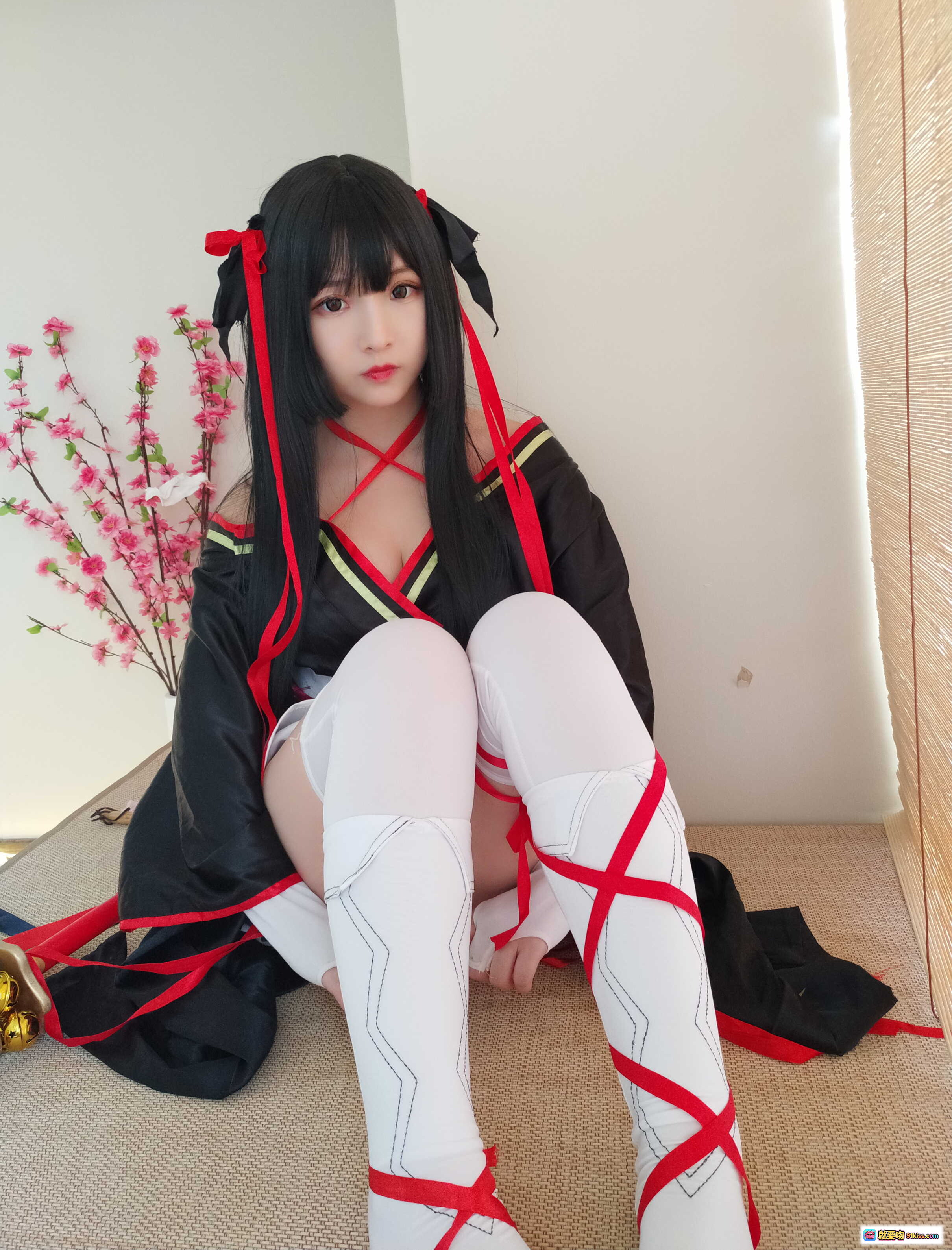 图片[10] - 古川NO.045夜夜cosplay写真集37P195MB黑发红带和风美少女白丝 thighhigh日系二次元角色扮演高清图集 - 就要吻