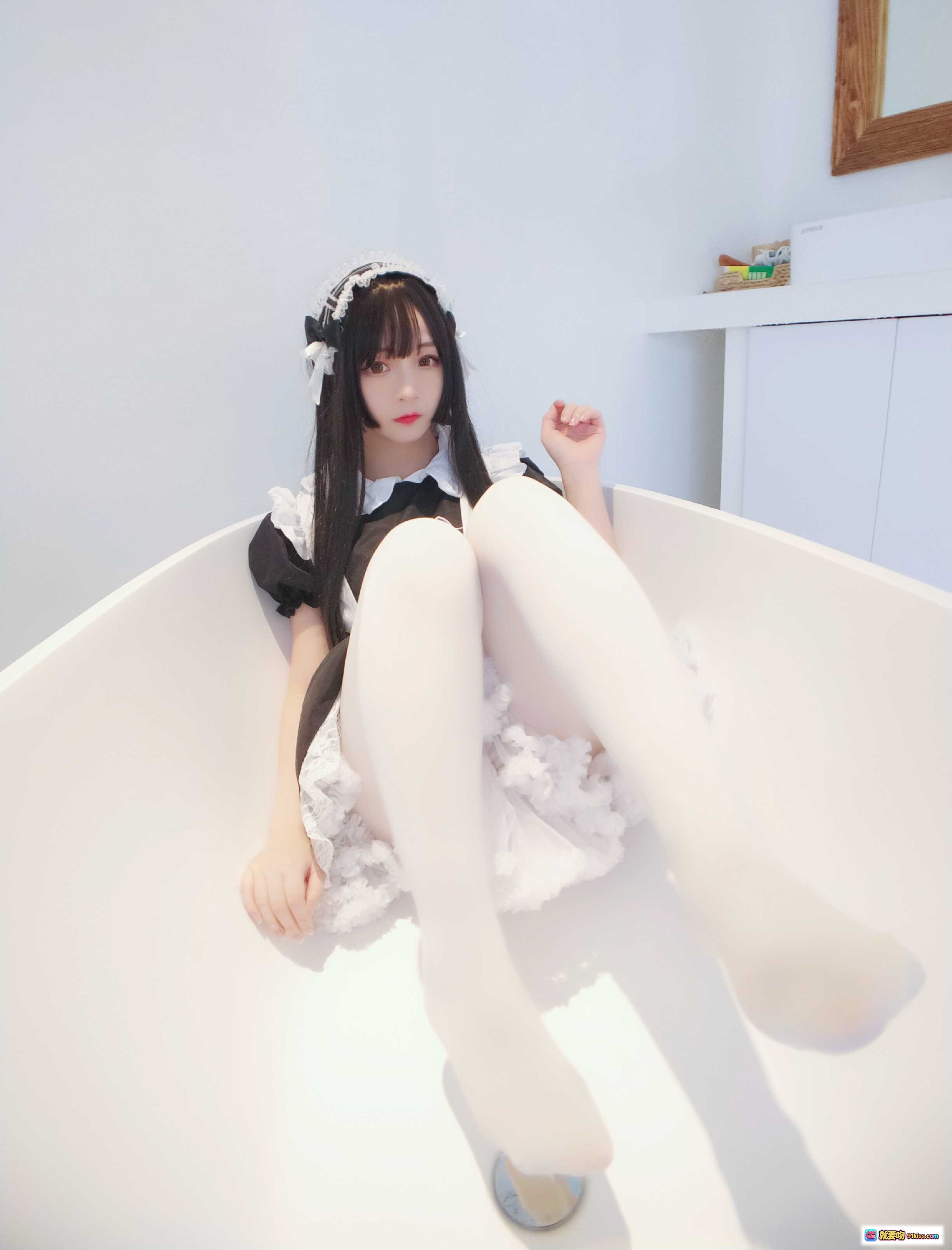 图片[9] - 古川NO.013黑白女仆装写真｜可爱猫耳头饰+蕾丝边制服+长发甜美风｜35P高清图集 - 就要吻