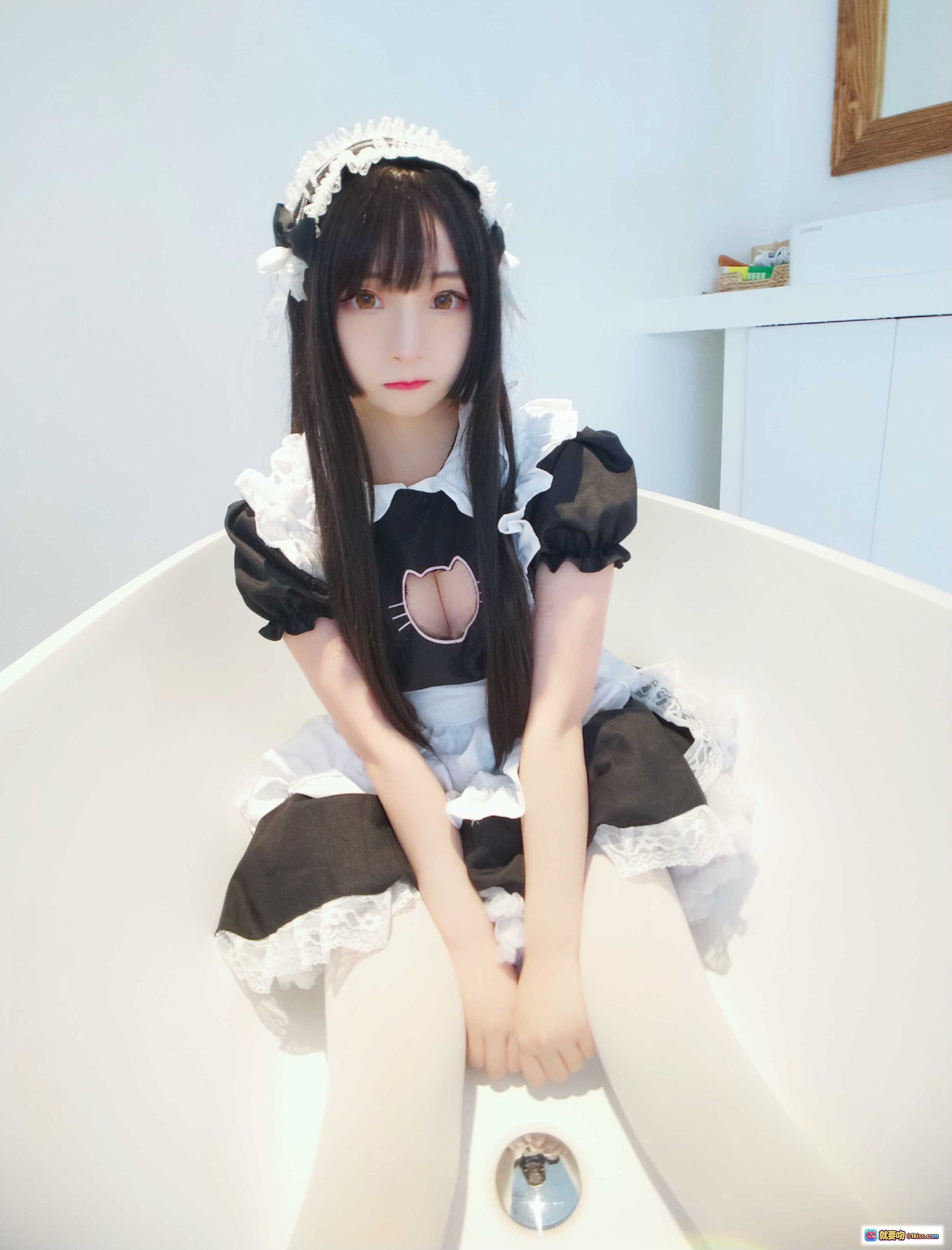 图片[10] - 古川NO.013黑白女仆装写真｜可爱猫耳头饰+蕾丝边制服+长发甜美风｜35P高清图集 - 就要吻