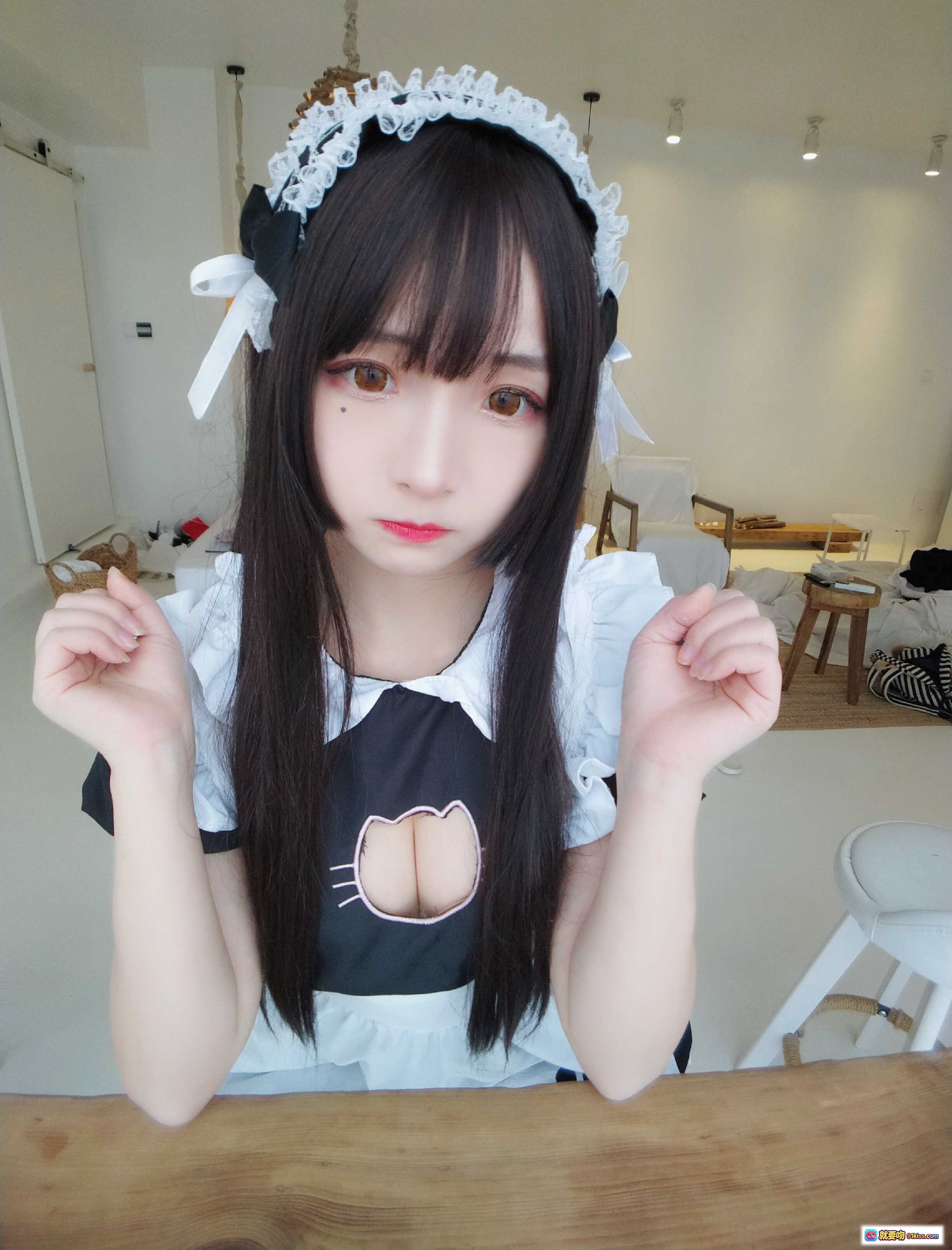 图片[3] - 古川NO.013黑白女仆装写真｜可爱猫耳头饰+蕾丝边制服+长发甜美风｜35P高清图集 - 就要吻