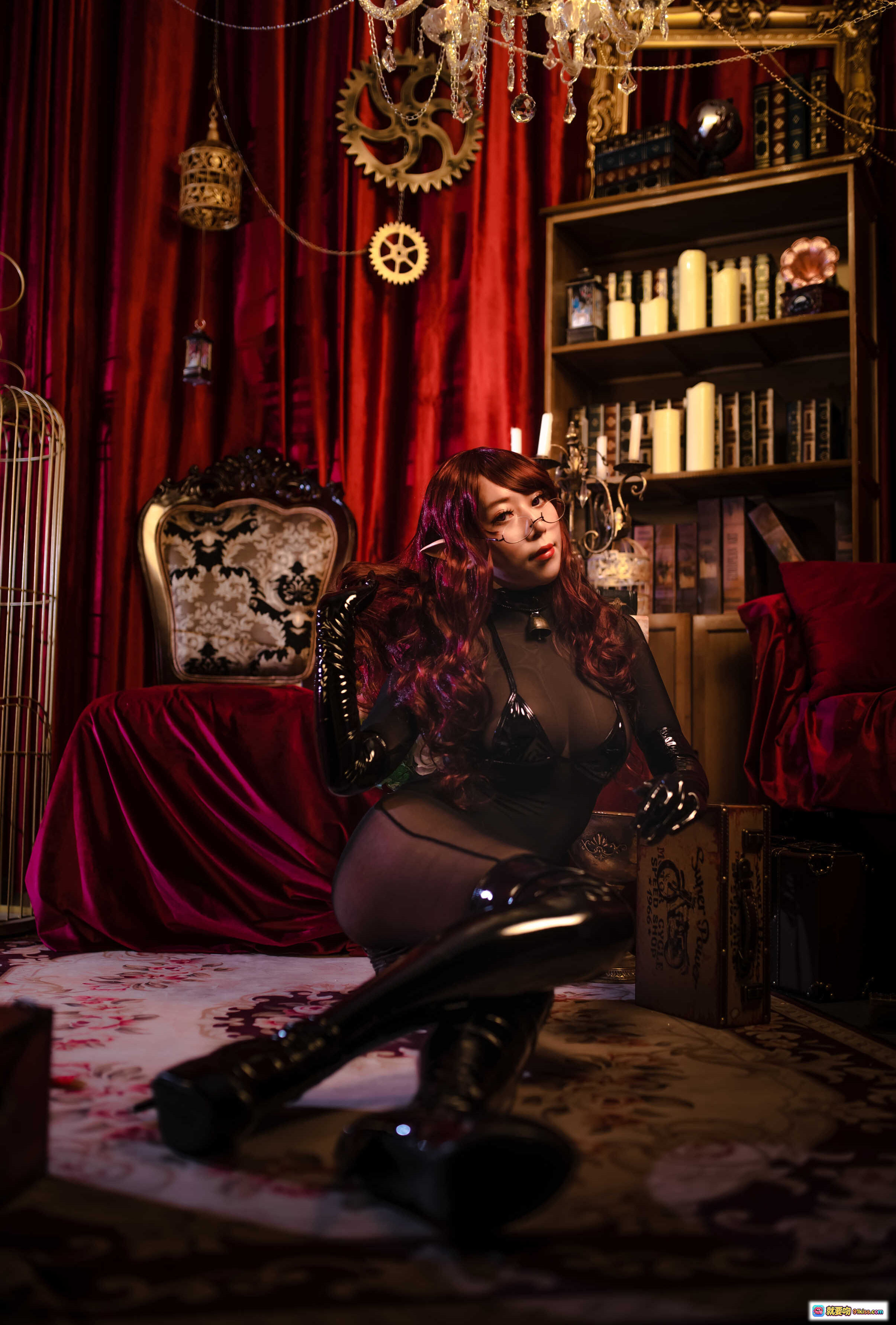 图片[6] - Money冷冷 NO.011 网纱漆皮写真 | 红发精灵耳少女浴缸造型 | 透明黑丝手套性感Cosplay摄影集 - 就要吻