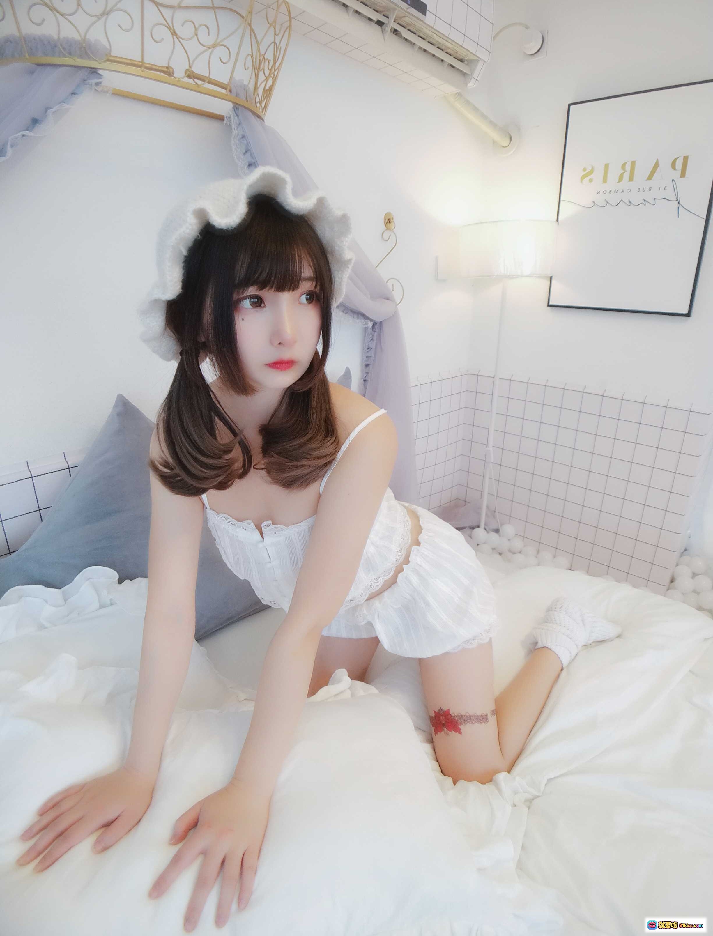 图片[7] - 古川NO.022少女睡衣写真｜白色蕾丝吊带透视款｜甜美居家风｜16P高清图集 - 就要吻