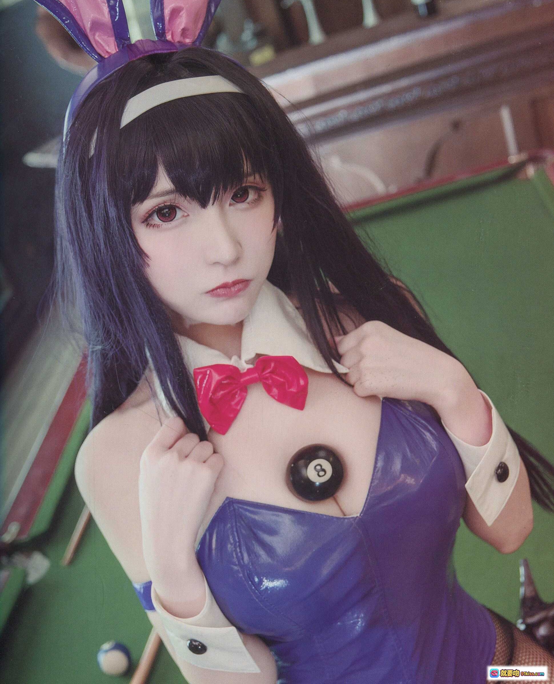 图片[9] - 魔王学姐本cosplay写真集 | 紫发少女黑丝蕾丝裙 | 草莓抱枕粉嫩背景 | 50P高清图包83MB - 就要吻