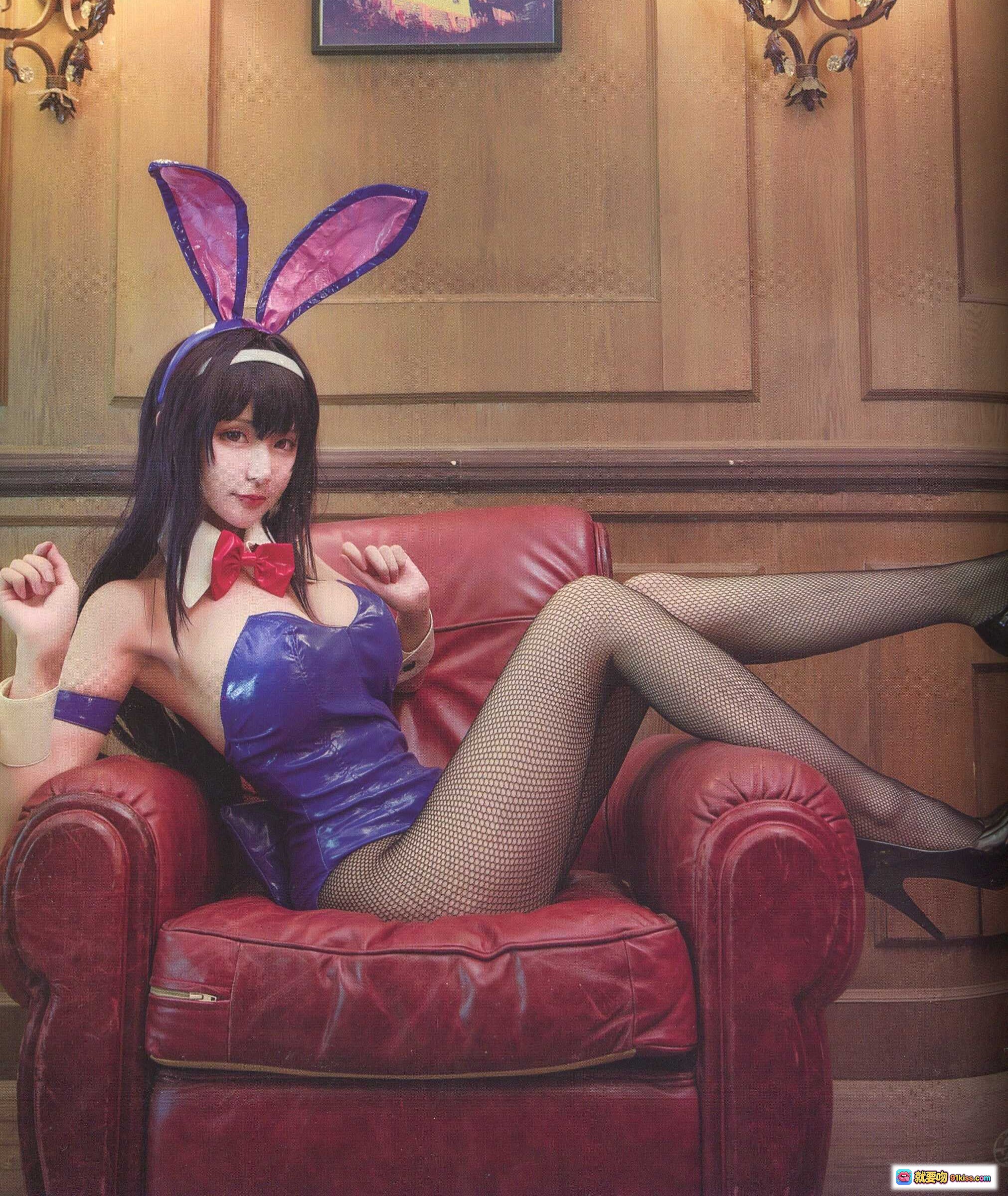 图片[8] - 魔王学姐本cosplay写真集 | 紫发少女黑丝蕾丝裙 | 草莓抱枕粉嫩背景 | 50P高清图包83MB - 就要吻