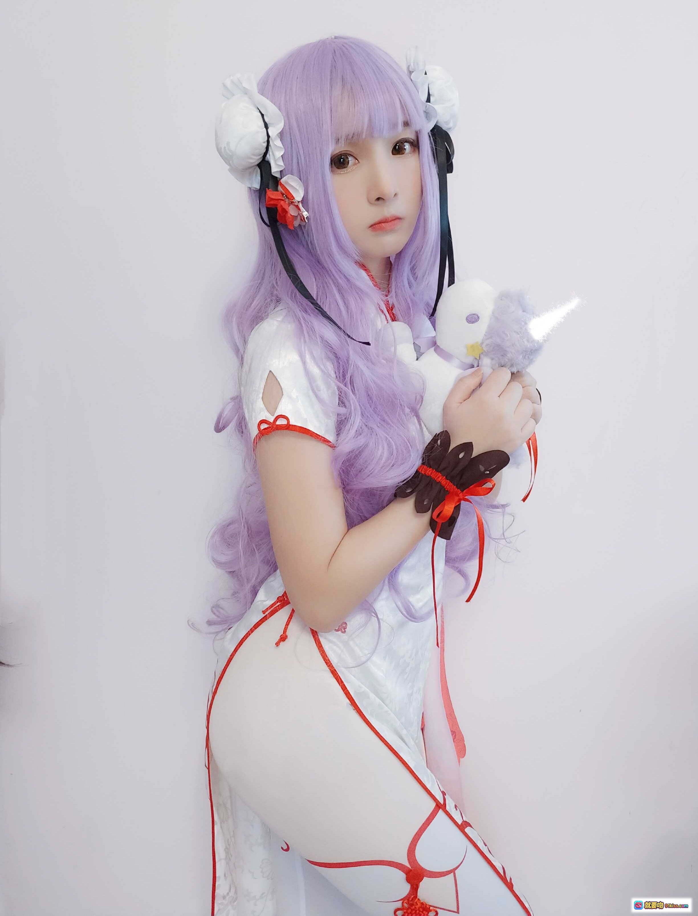图片[9] - 古川NO.009独角兽cosplay紫发双马尾白裙红饰萌系少女写真 - 就要吻